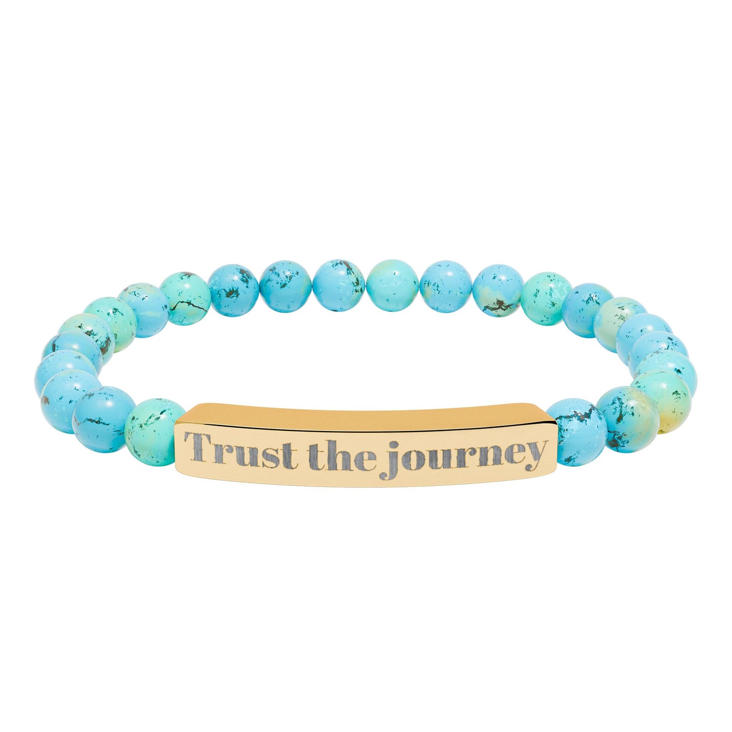 Engraved 'Trust the Journey' Natural Stone Stretch Bracelet
