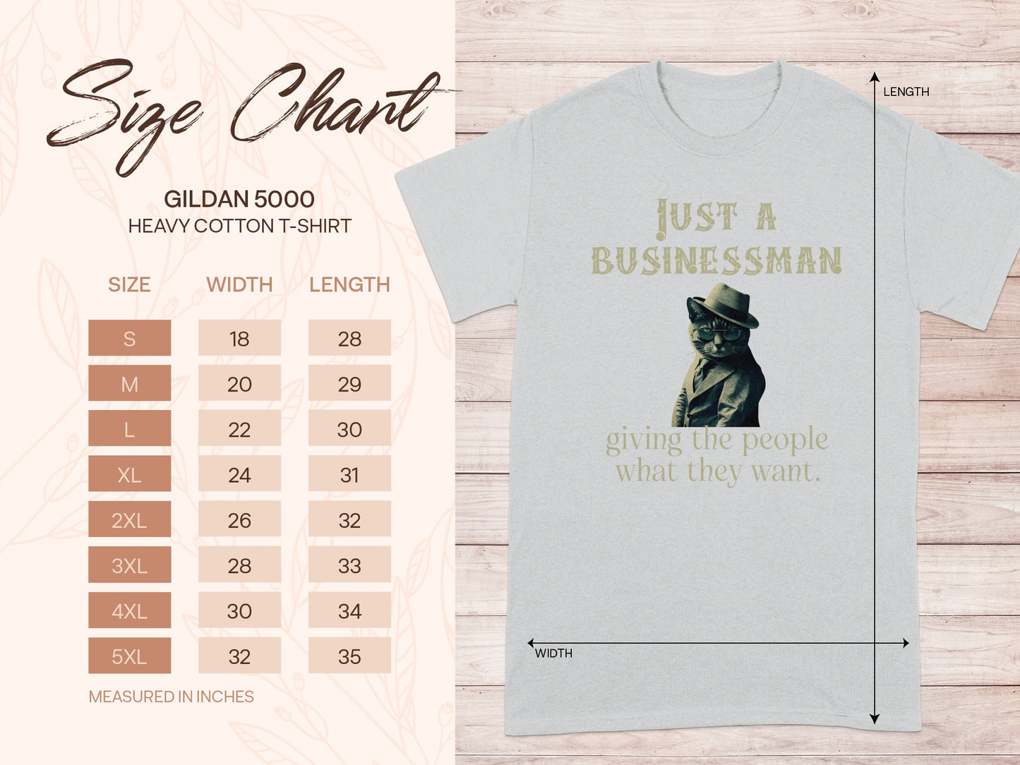 Just A Businessman Cat Giving People What They Want product type
tags: Cat TShirt, Businessman Design, Funny Cat, Suit Cat, Hat Cat, Gildan 5000, Heavy Cotton, Graphic Tee, Quote Shirt, Animal Lover, Professional Humor, Quirky Design, Unique TShirt, Gift Idea, Business Owner, Entrepreneur, Smart Cat, Cool Cat, Office Humor, Pop Culture