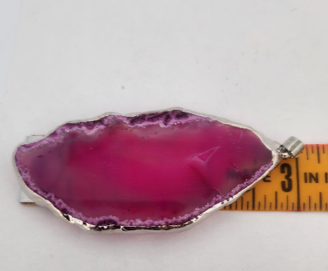 Pink Agate Slice Pendant Necklace