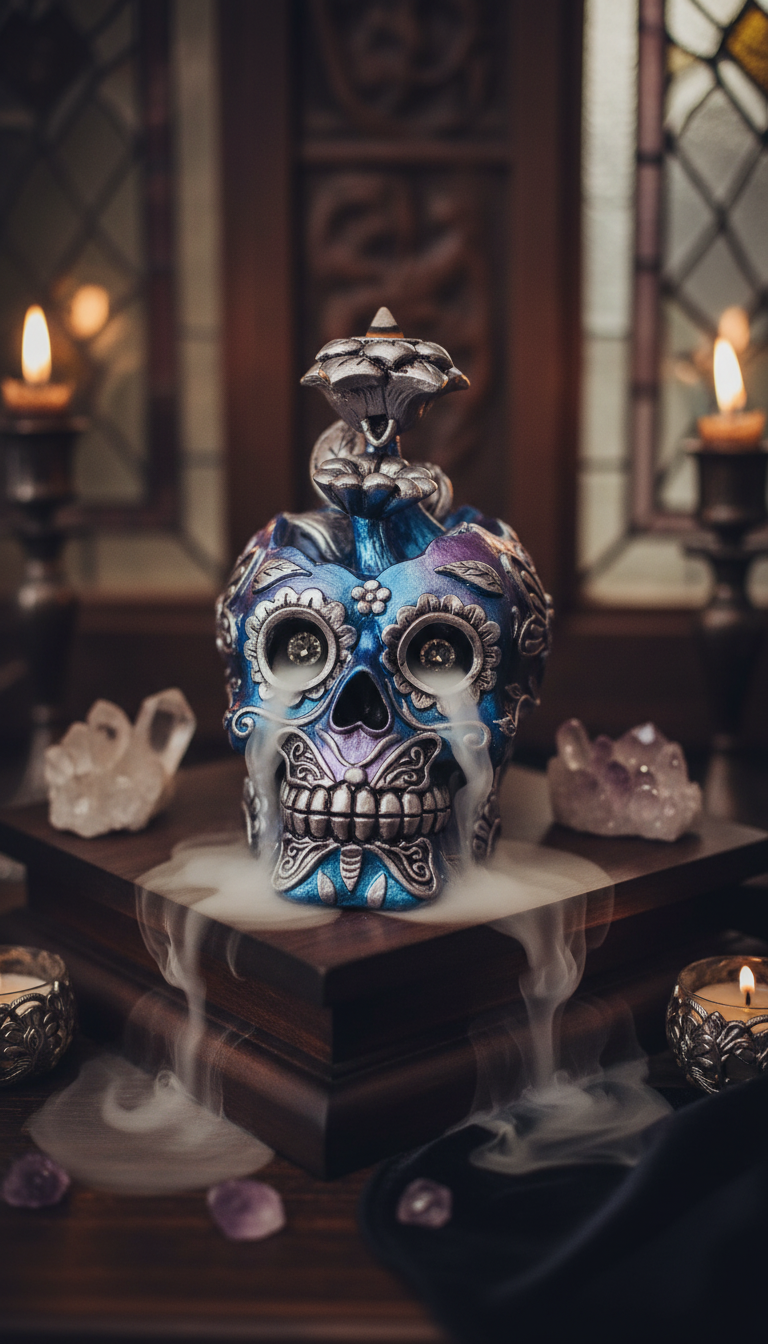 Metallic Skull Backflow Burner - Lifestyle