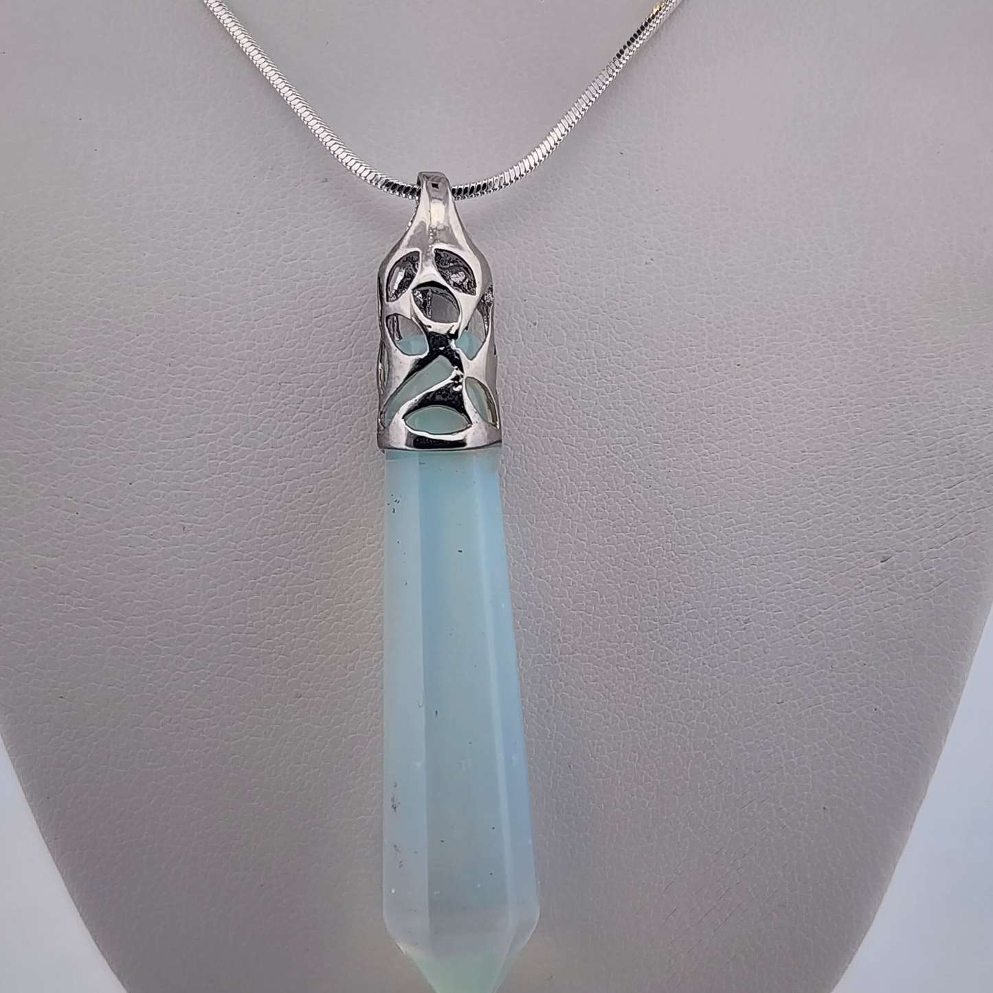 Opalite Raw Crystal Point Pendant Necklace