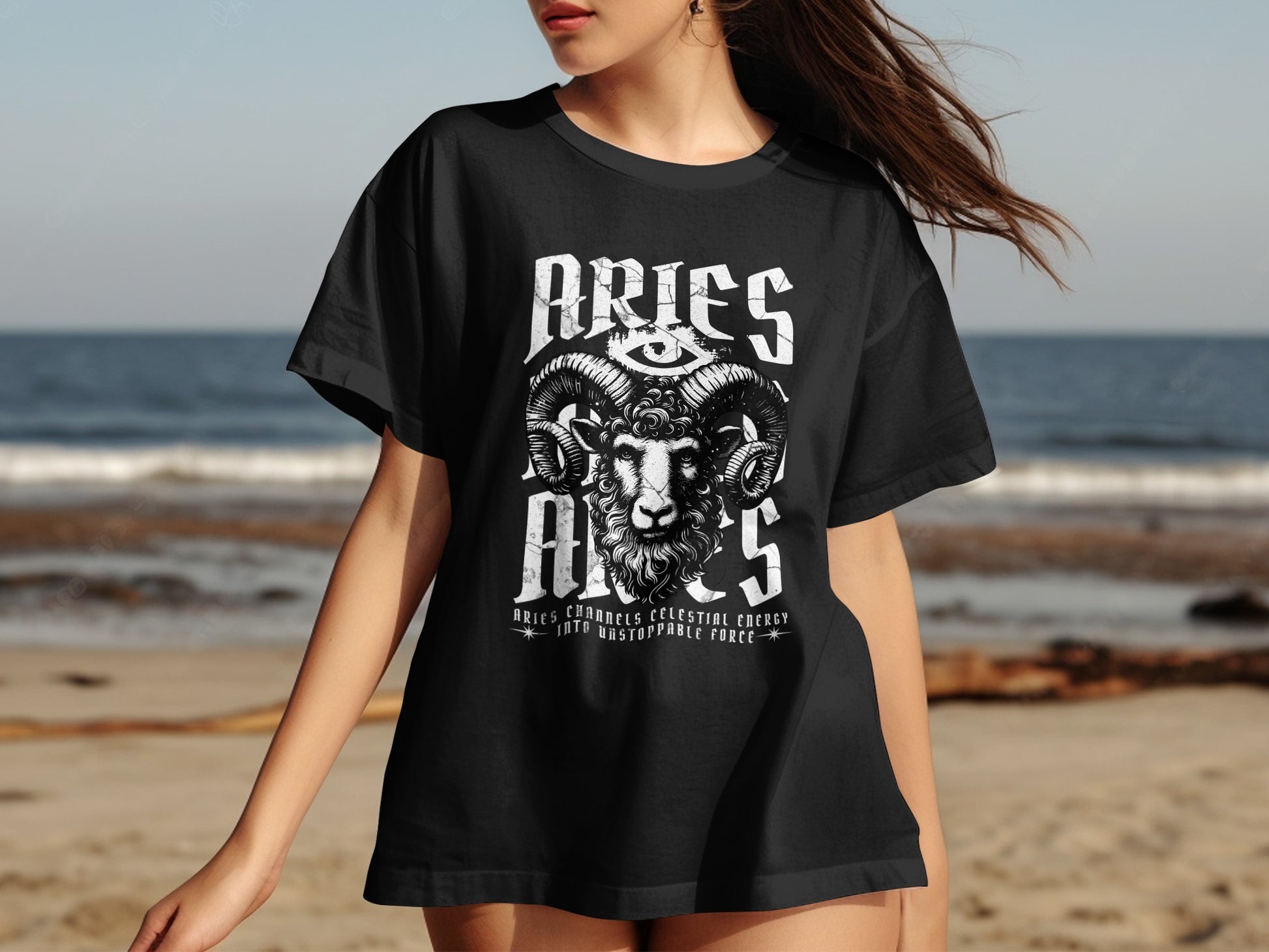 Aries Celestial Energy Unstoppable Force Graphic T-Shirt