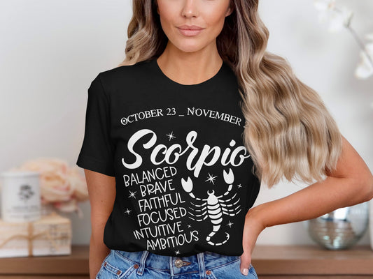 Balanced Brave Faithful Focused Scorpio T-shirt