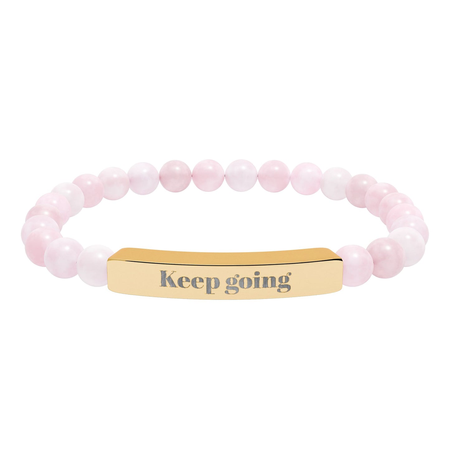 Engraved 'Keep Going' Natural Stone Stretch Bracelet