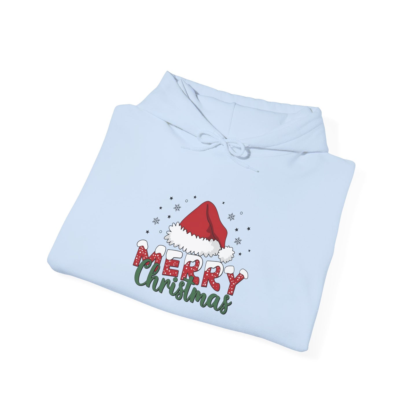 Embroidered Christmas Hoodie "Merry Christmas" Santa Hat Holiday Sweatshirt