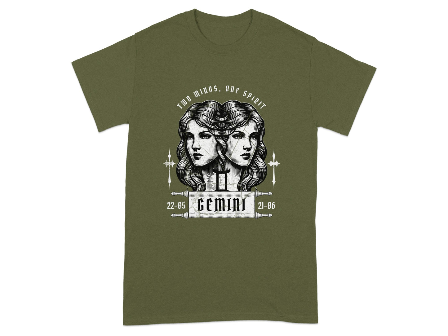 Olive Green Gemini Two Minds One Spirit Zodiac product type