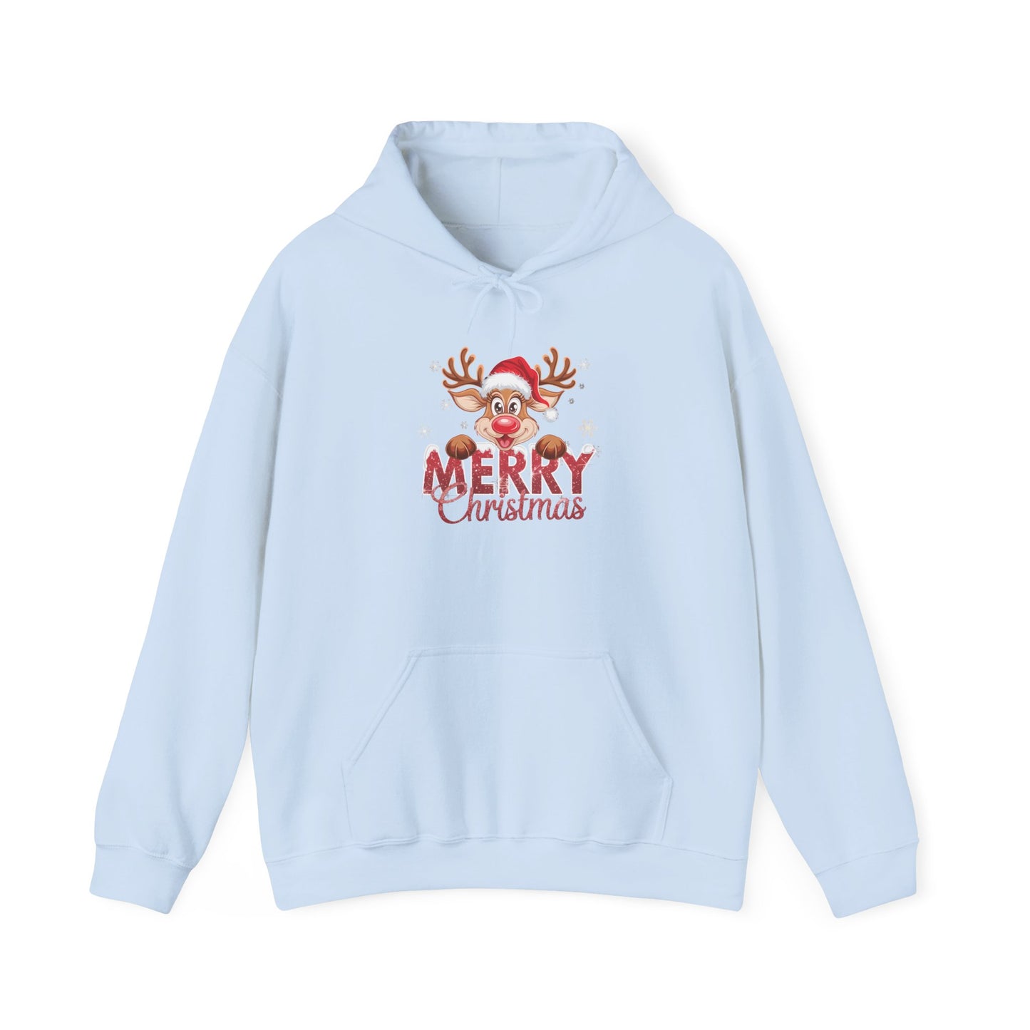 Embroidered Christmas Reindeer Hoodie – Merry Christmas Cute Holiday Sweatshirt