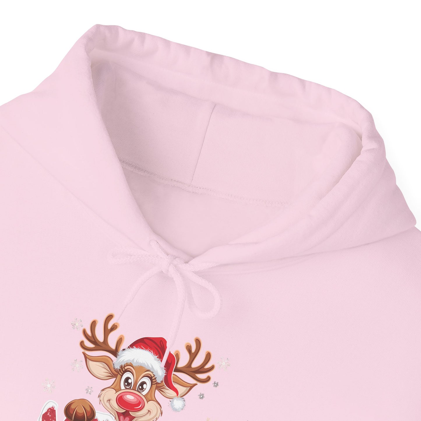 Embroidered Christmas Reindeer Hoodie – Merry Christmas Cute Holiday Sweatshirt