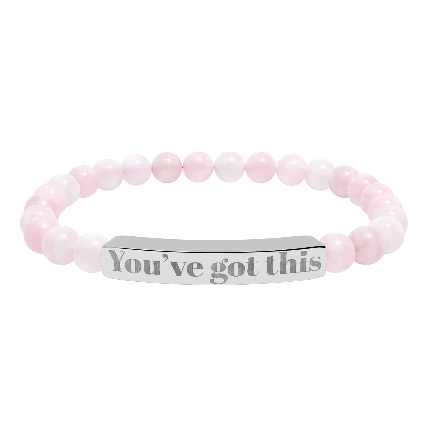 Engraved Natural Stone Stretch Bracelet — "You’ve Got This" Bar