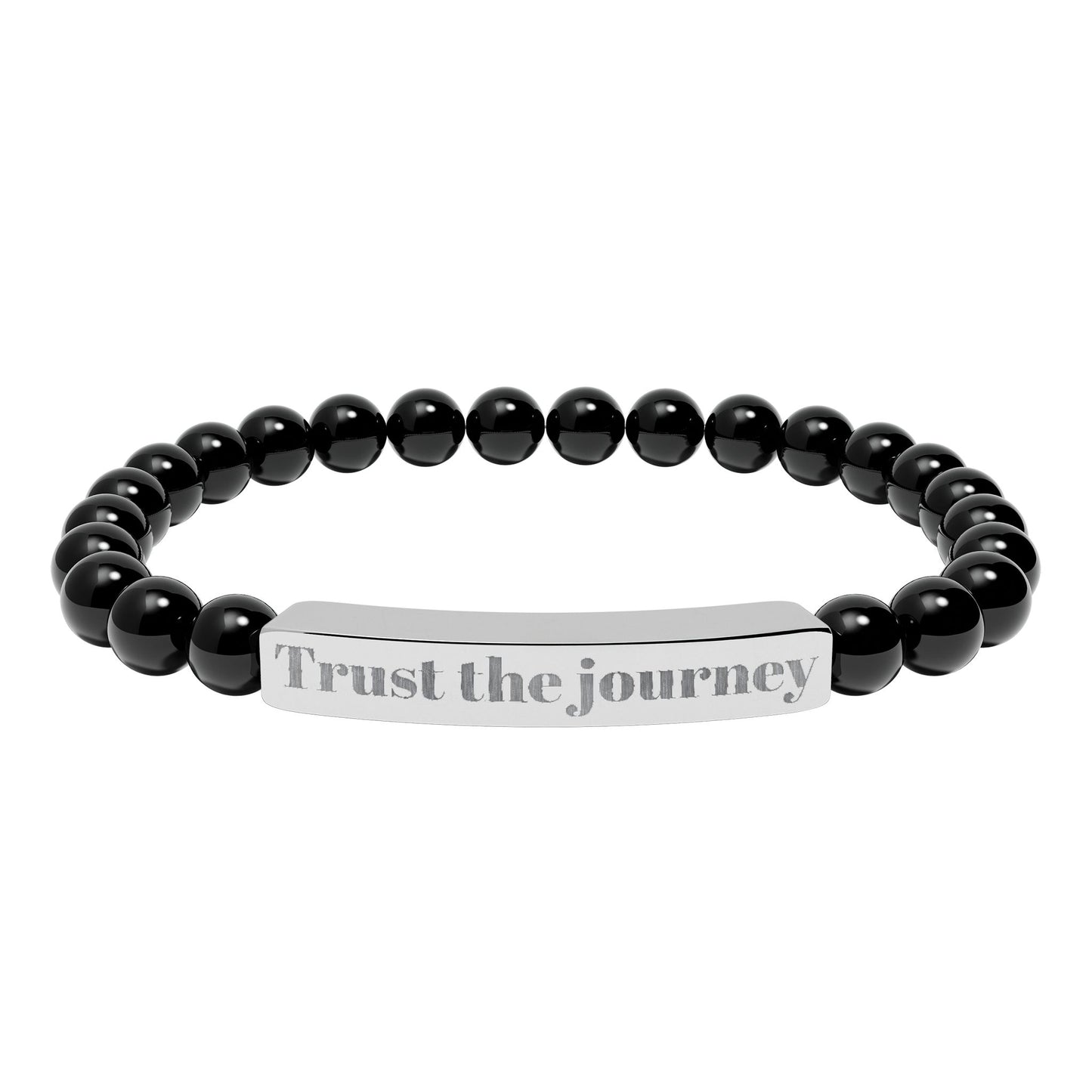Engraved 'Trust the Journey' Natural Stone Stretch Bracelet