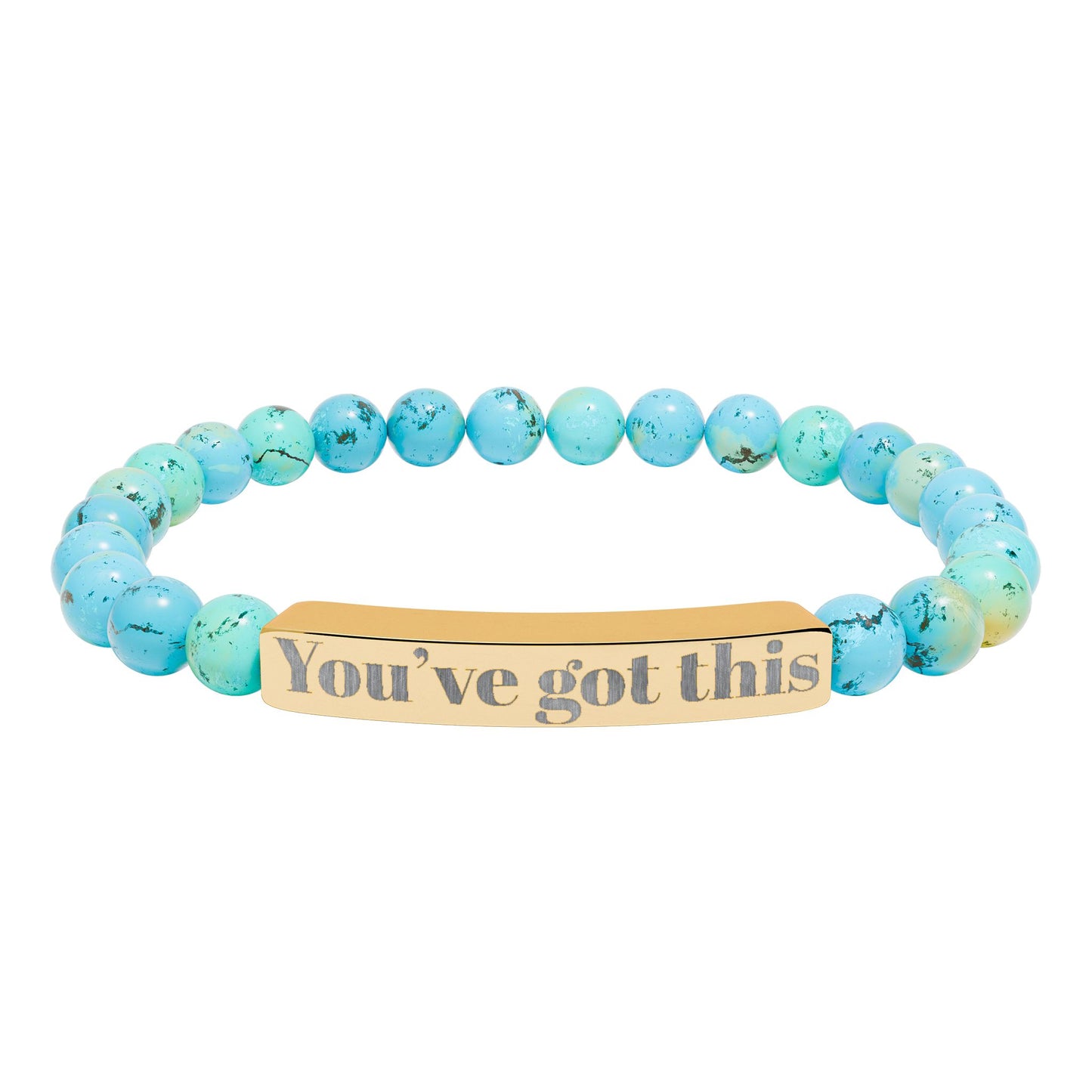 Engraved Natural Stone Stretch Bracelet — "You’ve Got This" Bar