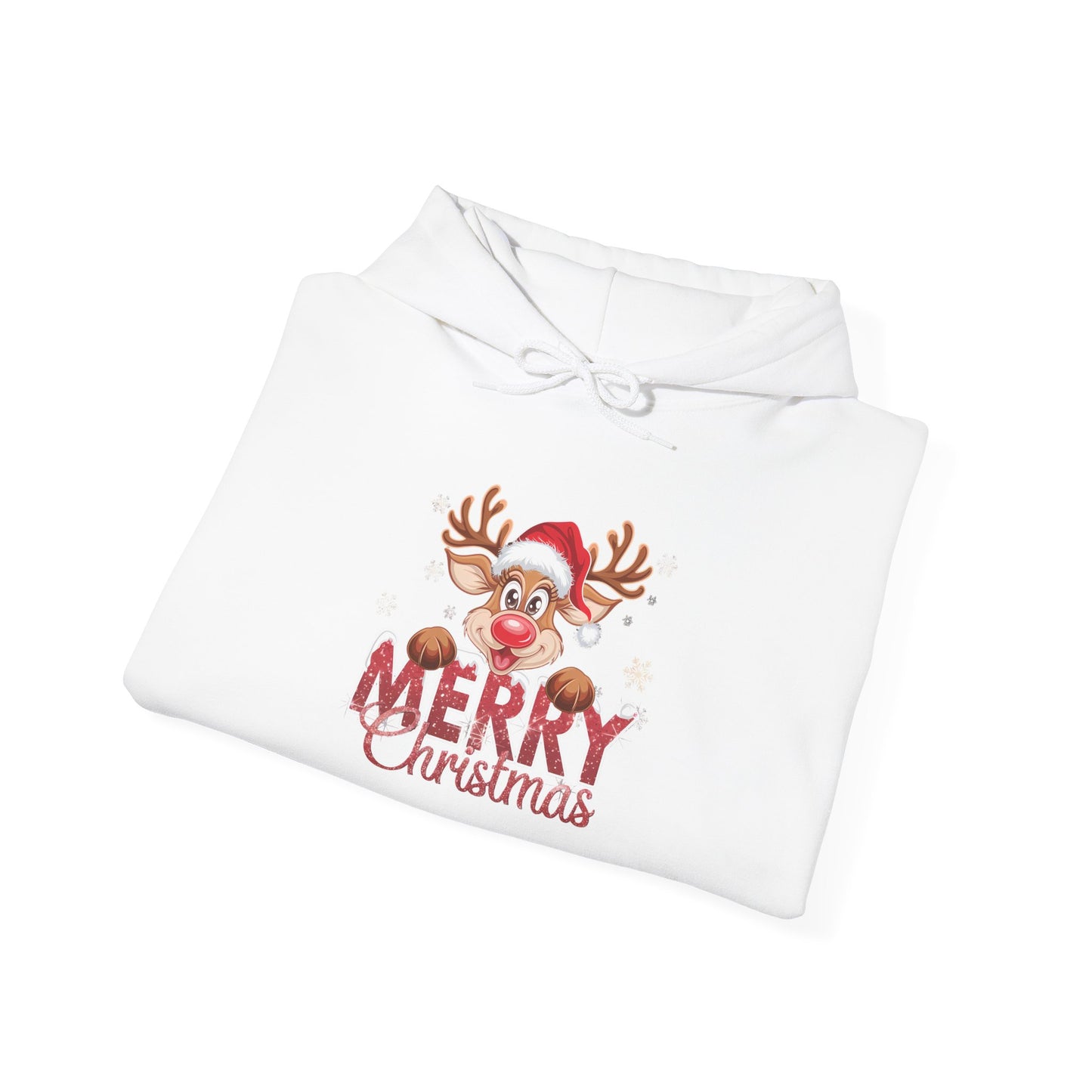 Embroidered Christmas Reindeer Hoodie – Merry Christmas Cute Holiday Sweatshirt