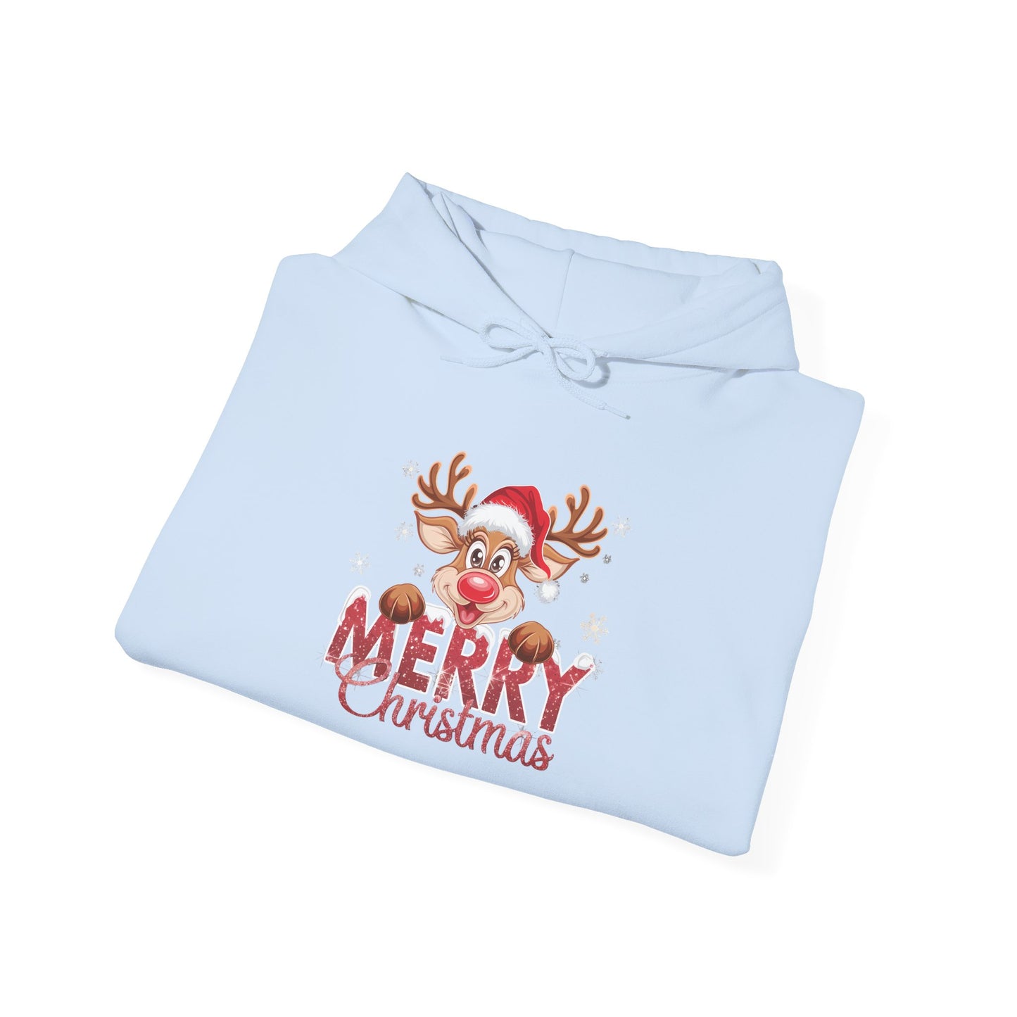 Embroidered Christmas Reindeer Hoodie – Merry Christmas Cute Holiday Sweatshirt