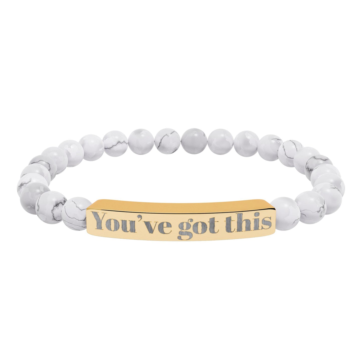 Engraved Natural Stone Stretch Bracelet — "You’ve Got This" Bar