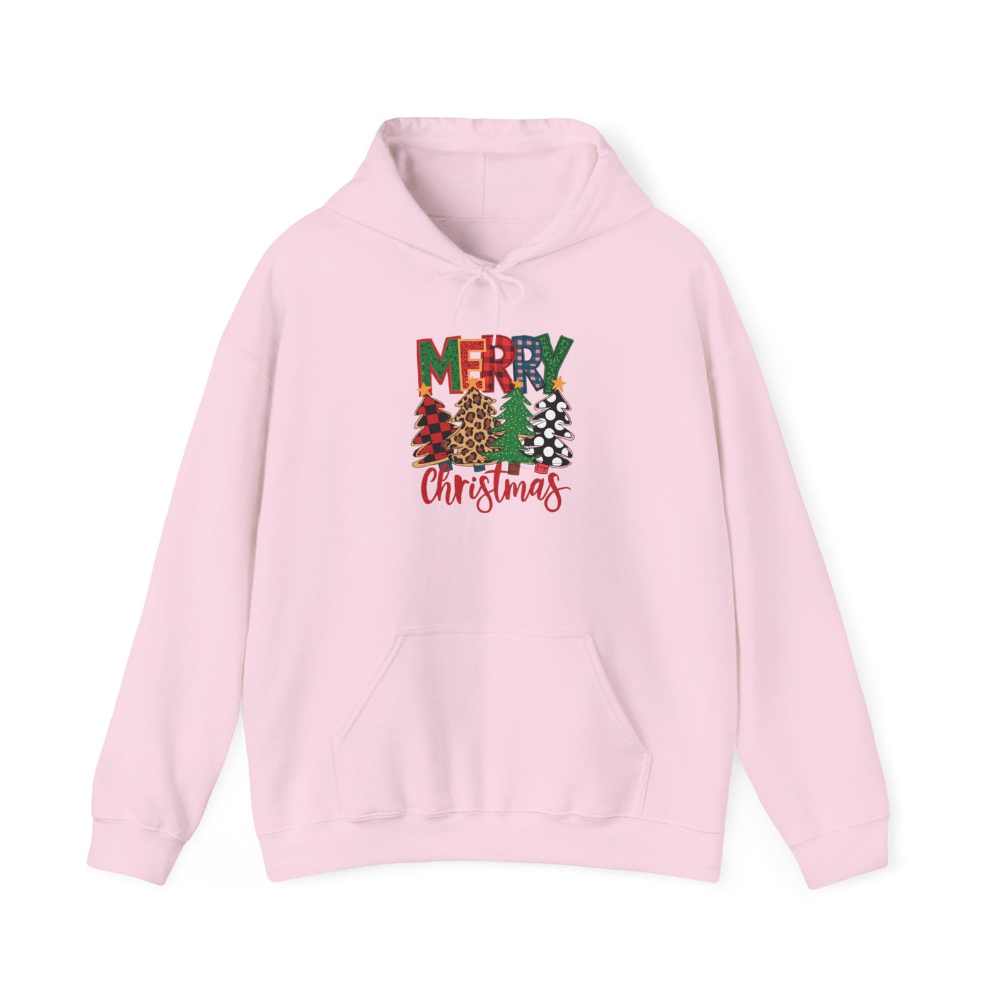 Embroidered Christmas Trees 'Merry Christmas' Hoodie - Holiday Plaid & Buffalo Check