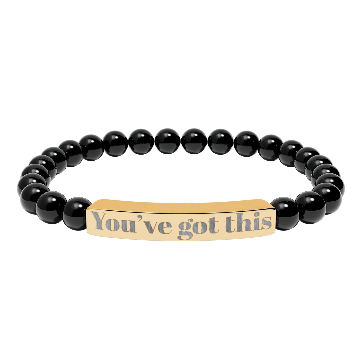 Engraved Natural Stone Stretch Bracelet — "You’ve Got This" Bar