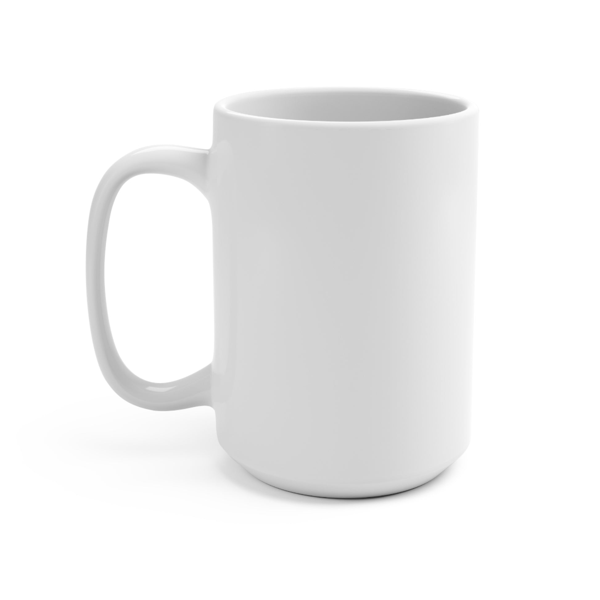 White ceramic mug on a white background