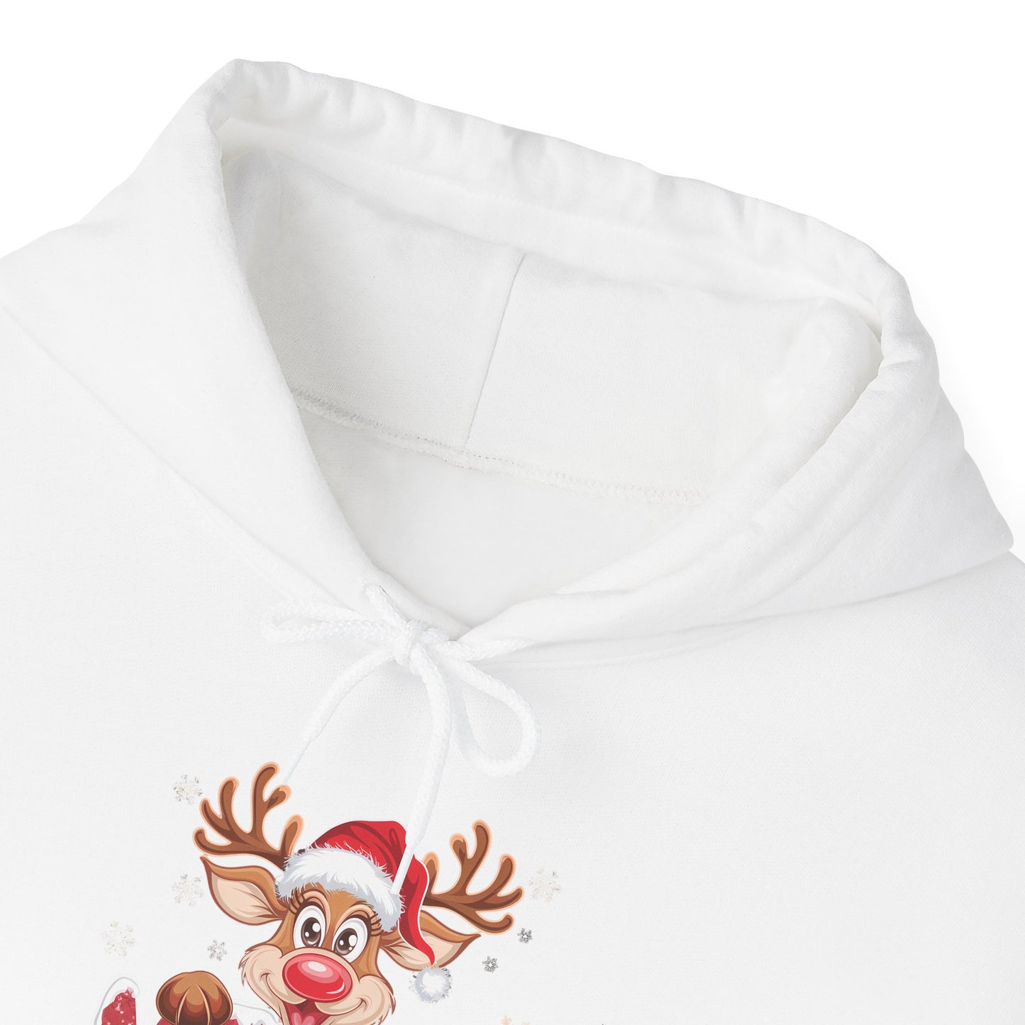 Embroidered Christmas Reindeer Hoodie – Merry Christmas Cute Holiday Sweatshirt