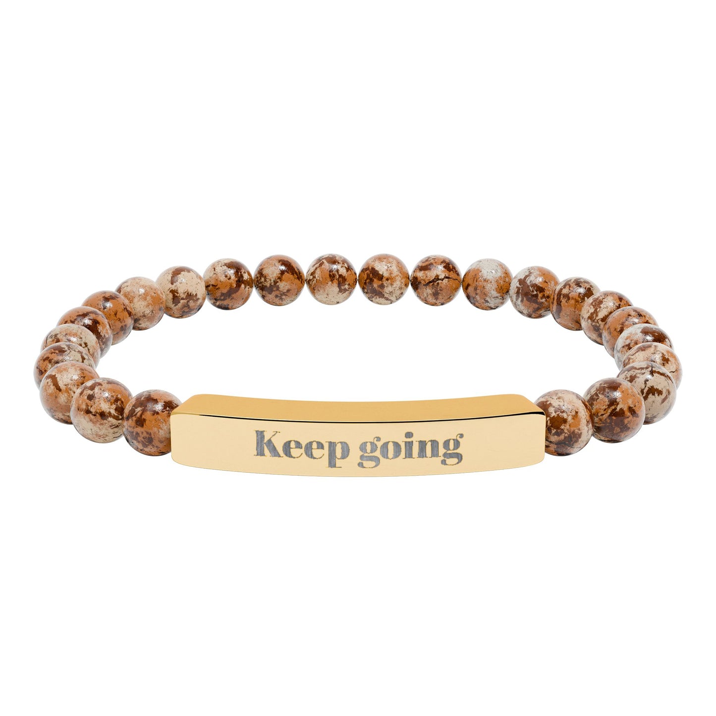 Engraved 'Keep Going' Natural Stone Stretch Bracelet