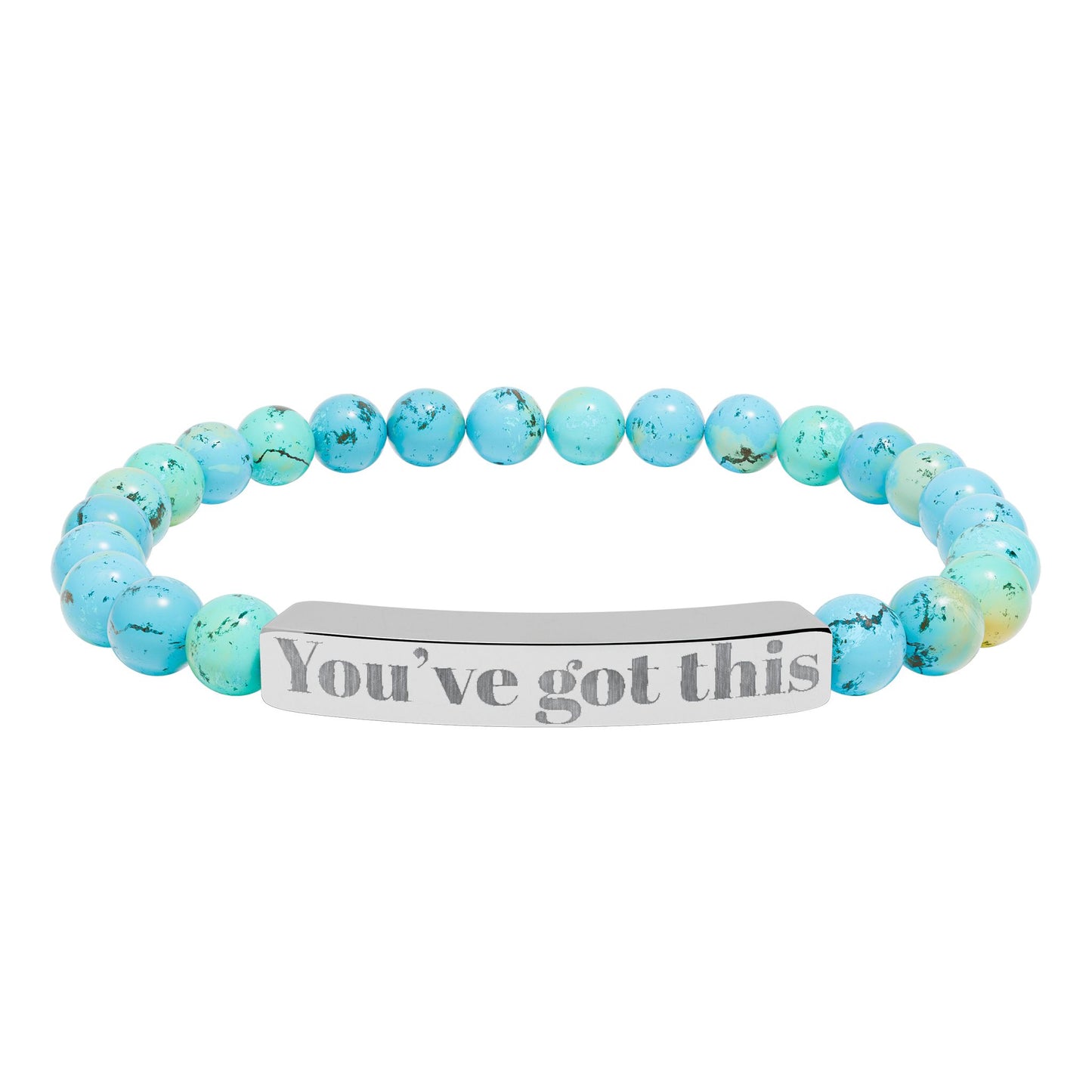 Engraved Natural Stone Stretch Bracelet — "You’ve Got This" Bar