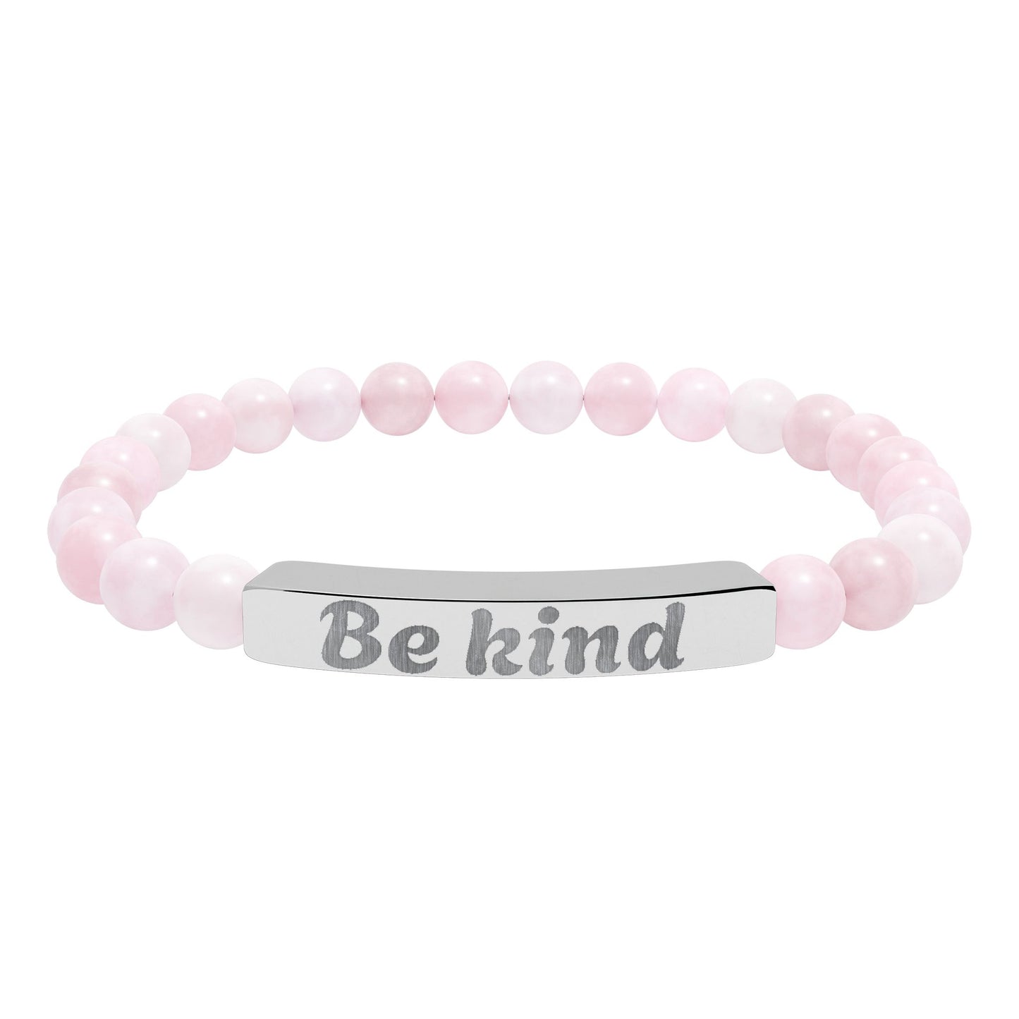 Be Kind Natural Stone Stretch Bracelet — Engraved Bar Inspirational Jewelry