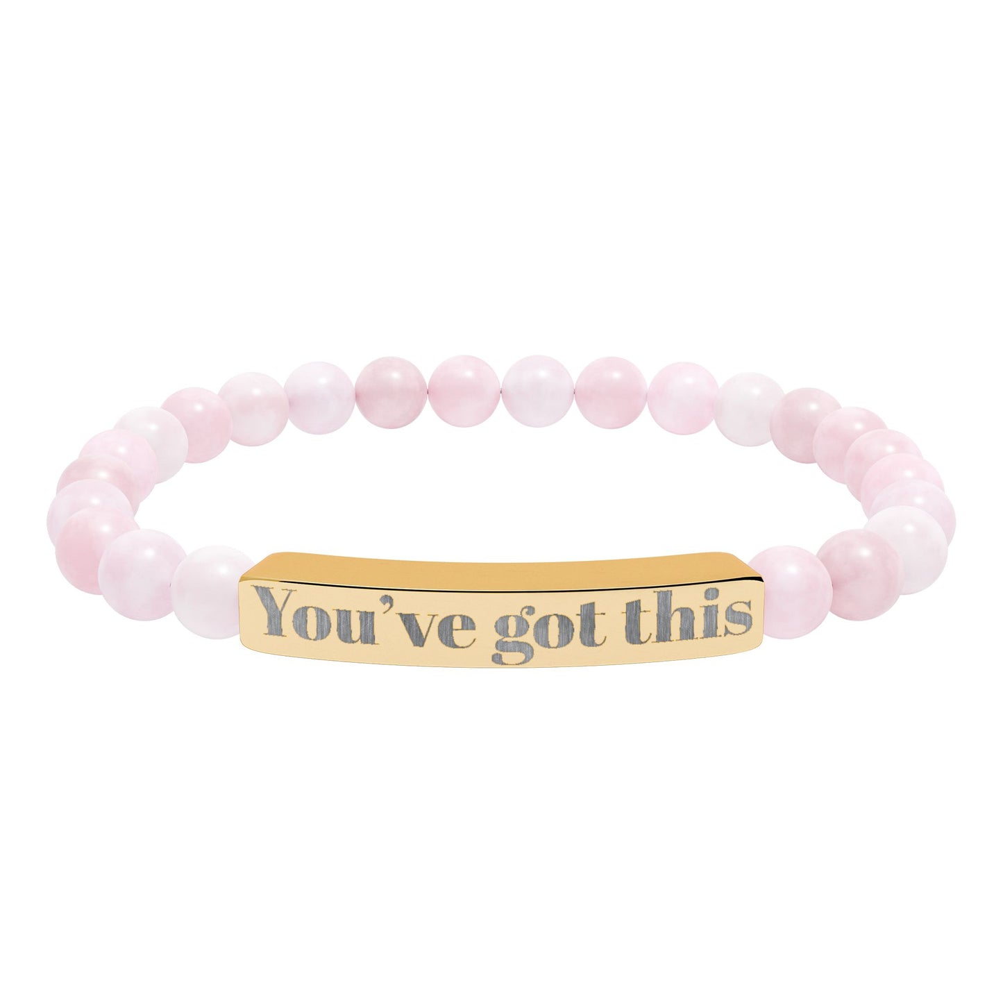 Engraved Natural Stone Stretch Bracelet — "You’ve Got This" Bar