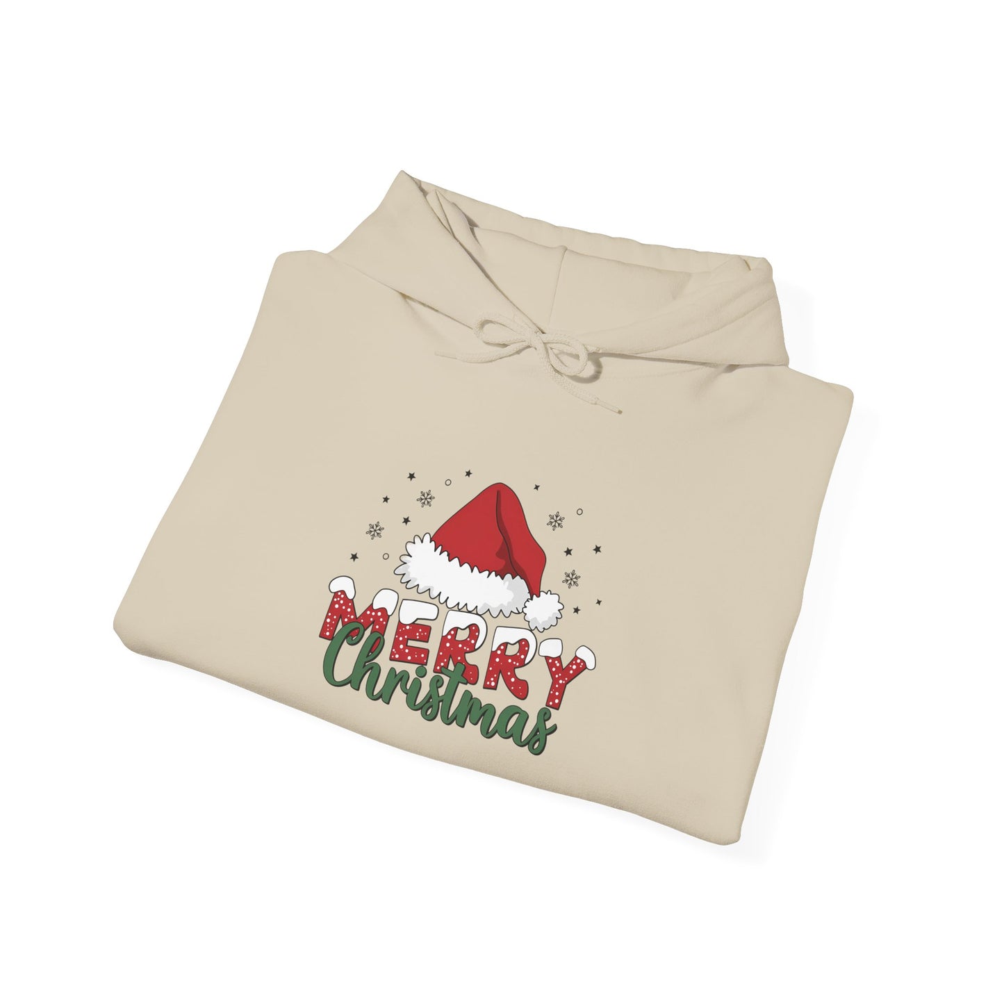 Embroidered Christmas Hoodie "Merry Christmas" Santa Hat Holiday Sweatshirt