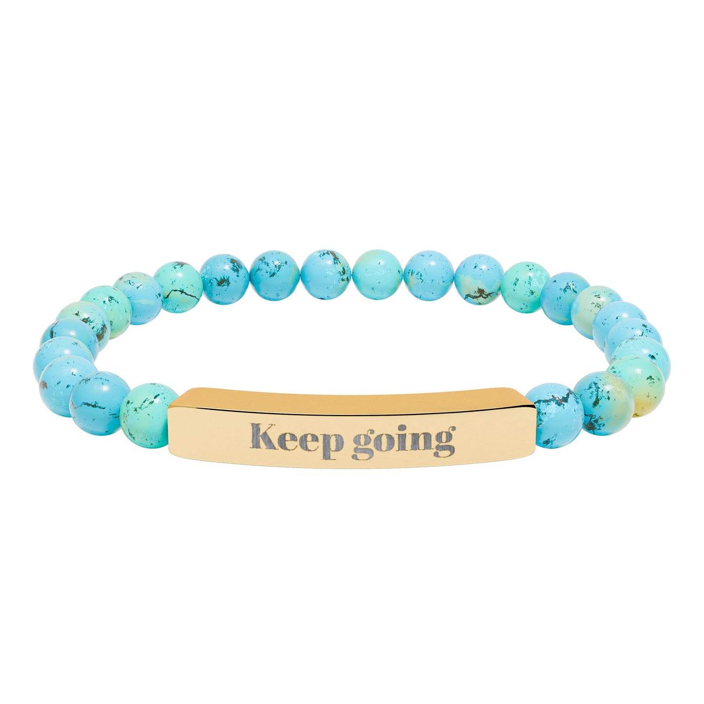 Engraved 'Keep Going' Natural Stone Stretch Bracelet