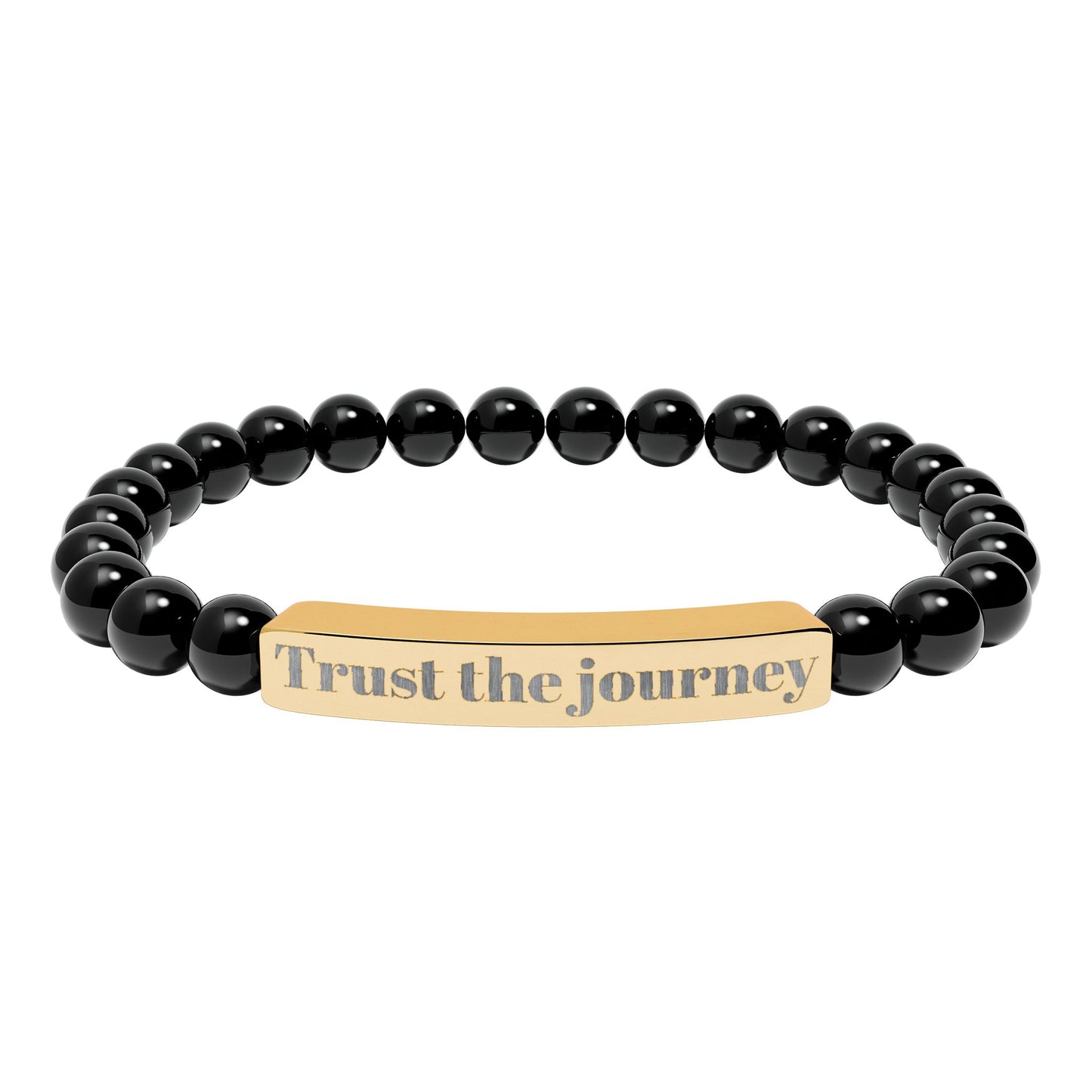 Engraved 'Trust the Journey' Natural Stone Stretch Bracelet