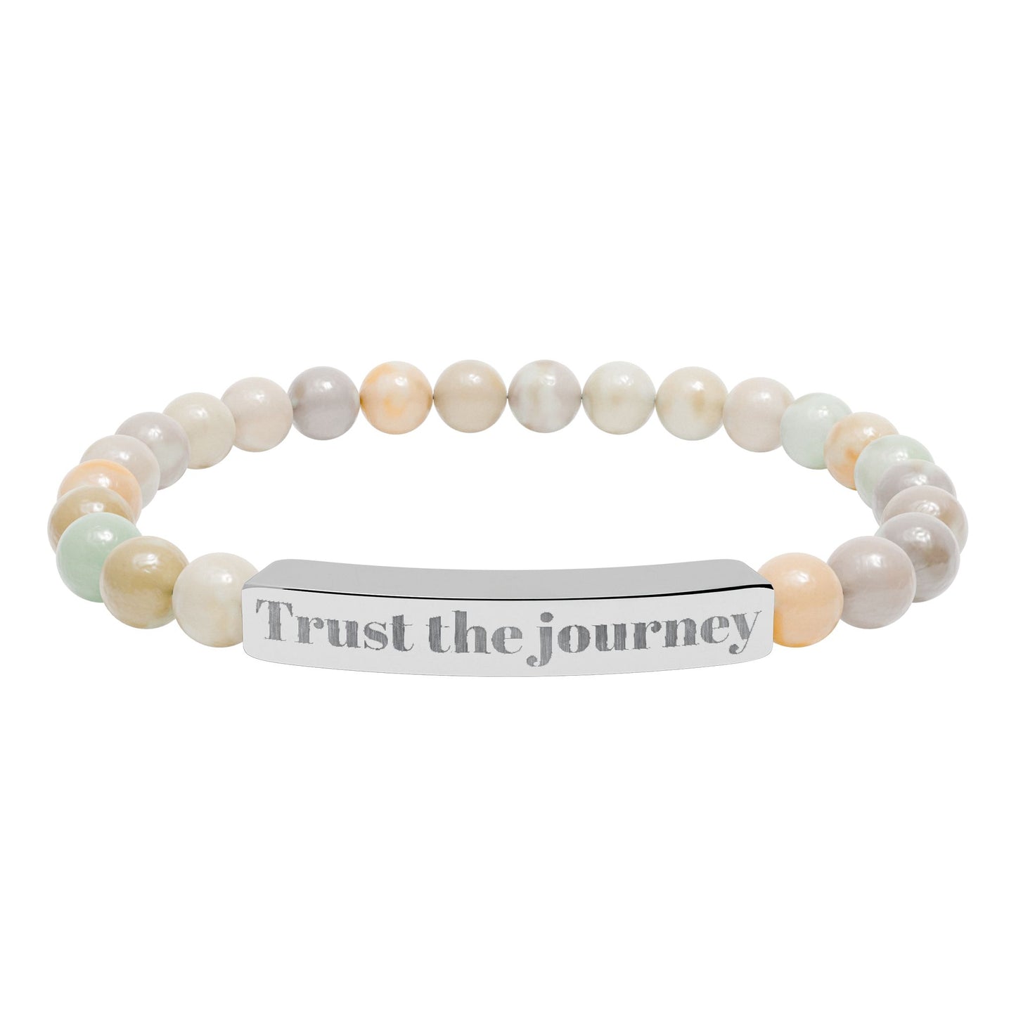 Engraved 'Trust the Journey' Natural Stone Stretch Bracelet