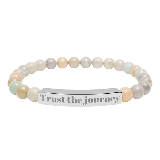 Engraved 'Trust the Journey' Natural Stone Stretch Bracelet