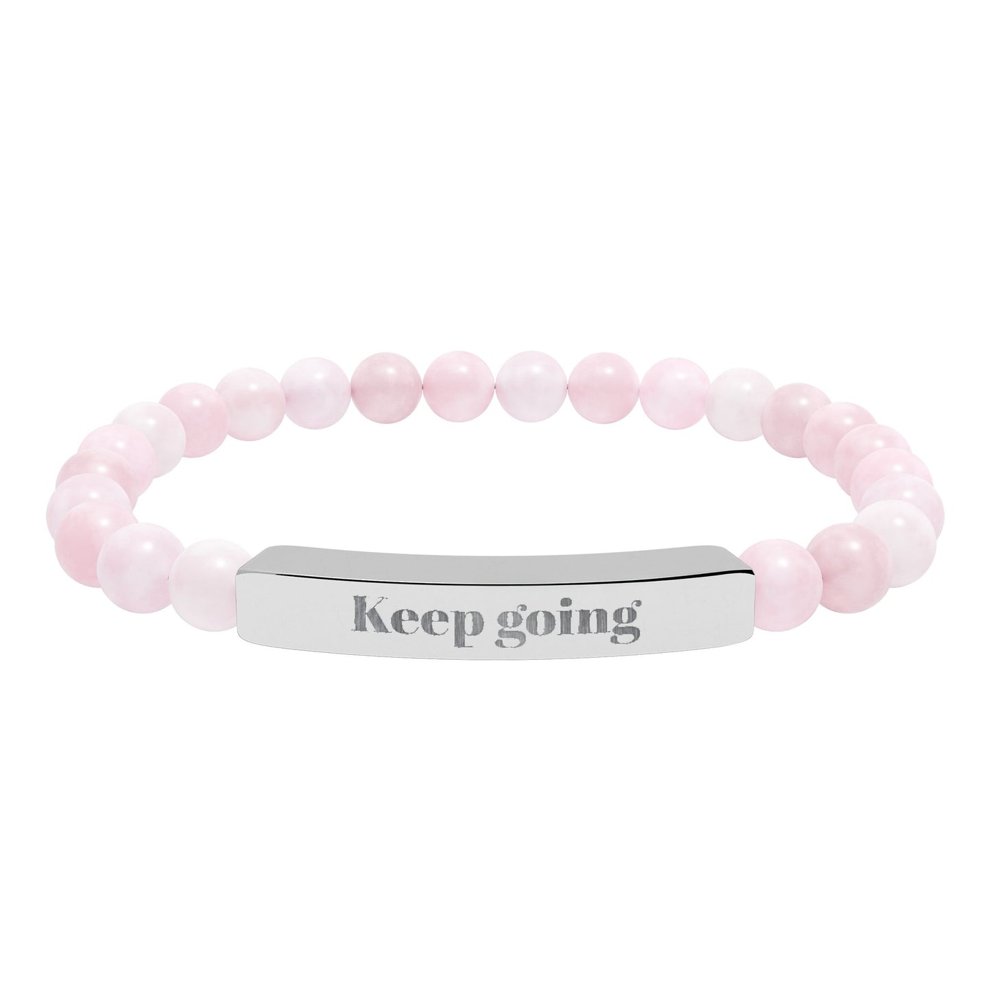 Engraved 'Keep Going' Natural Stone Stretch Bracelet