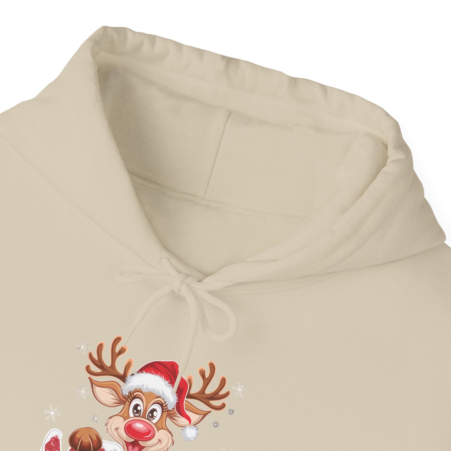 Embroidered Christmas Reindeer Hoodie – Merry Christmas Cute Holiday Sweatshirt