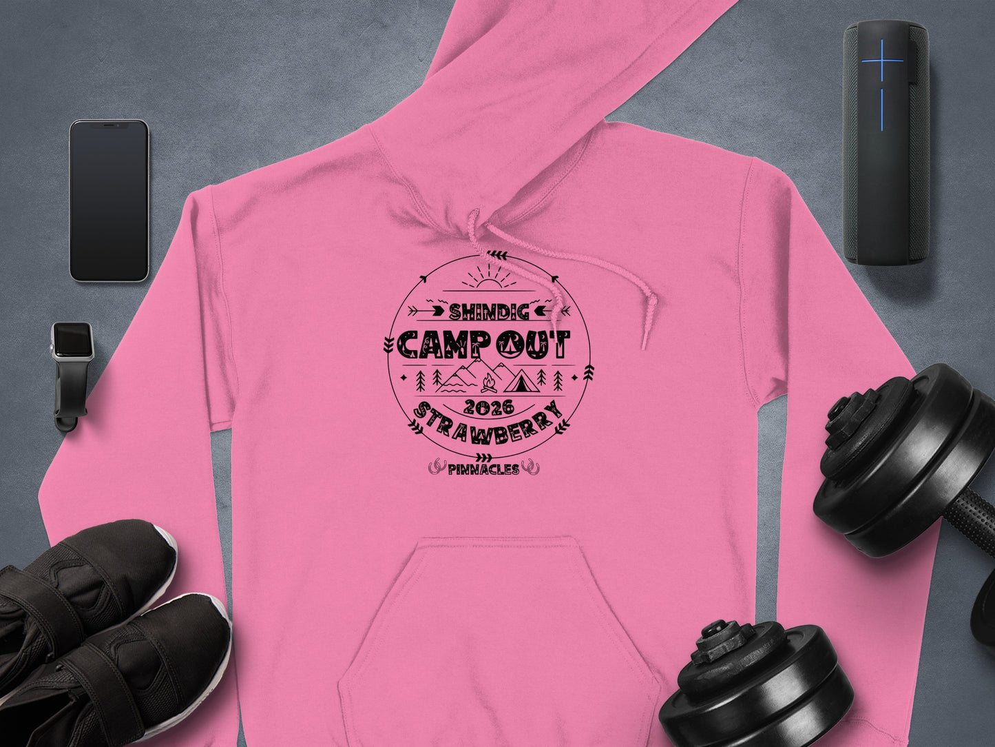 Pink Shindig Campout 2023 Strawberry Hoodie