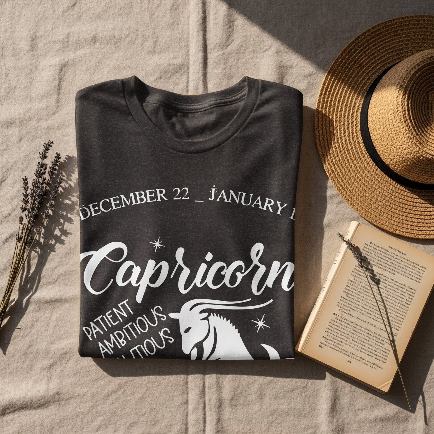Capricorn Zodiac Sign T-shirt with Goat Design