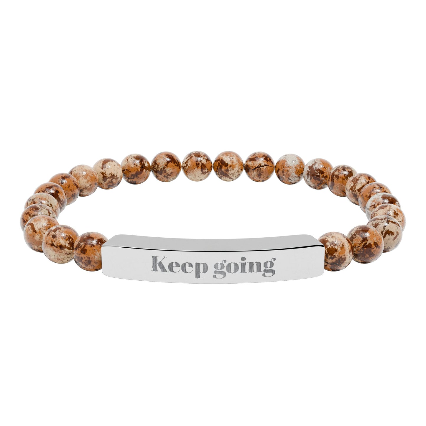 Engraved 'Keep Going' Natural Stone Stretch Bracelet