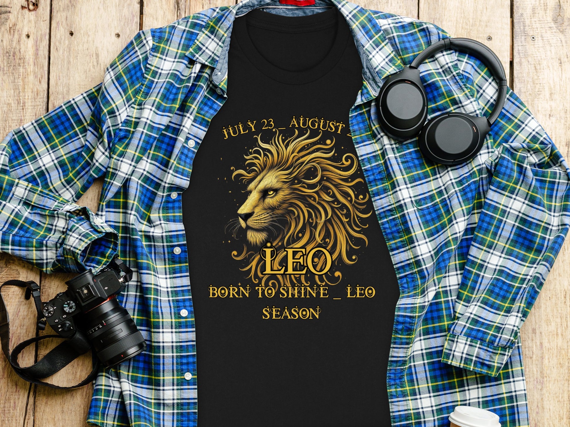 Leo Born to Shine August Season Shirt with Lion Graphic