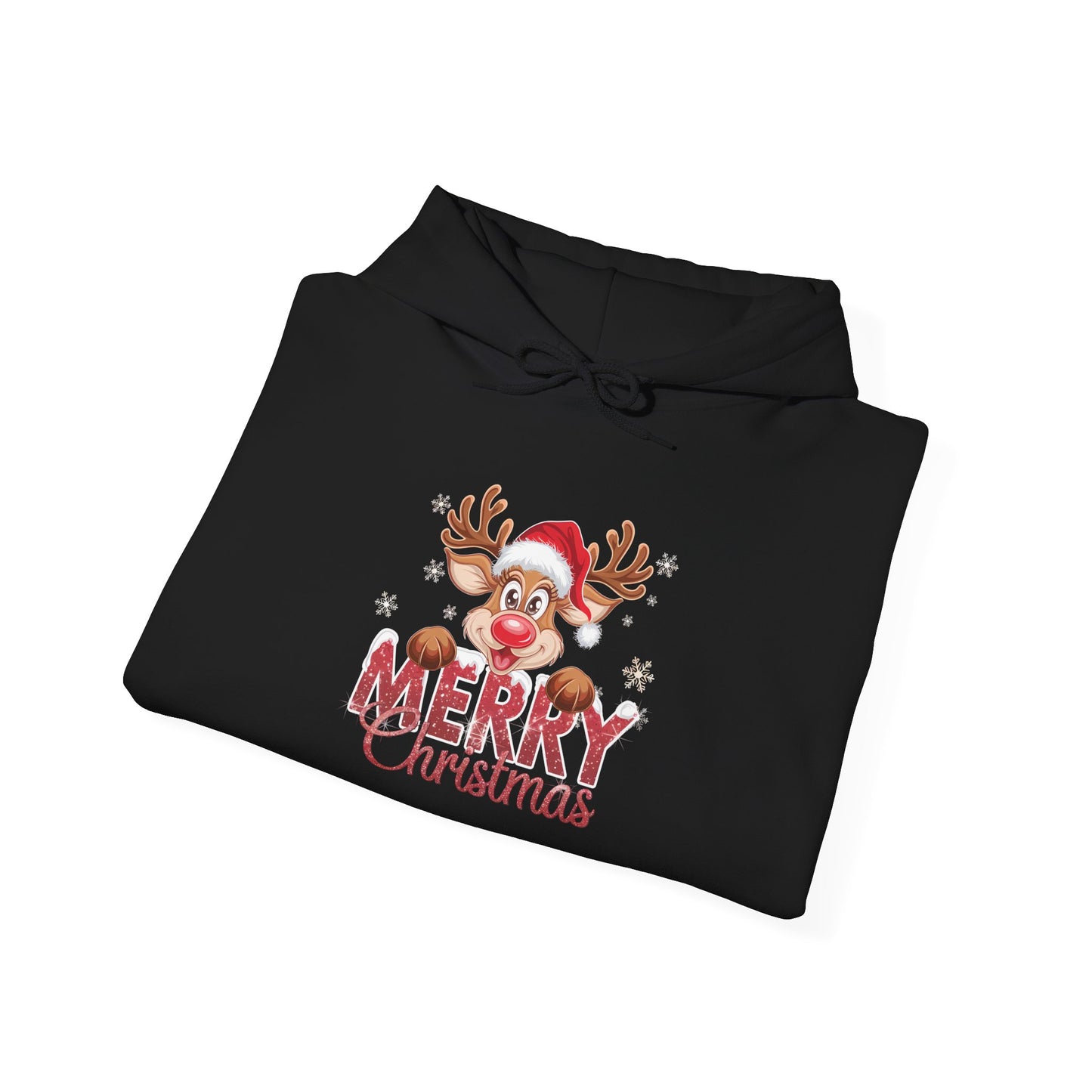 Embroidered Christmas Reindeer Hoodie – Merry Christmas Cute Holiday Sweatshirt