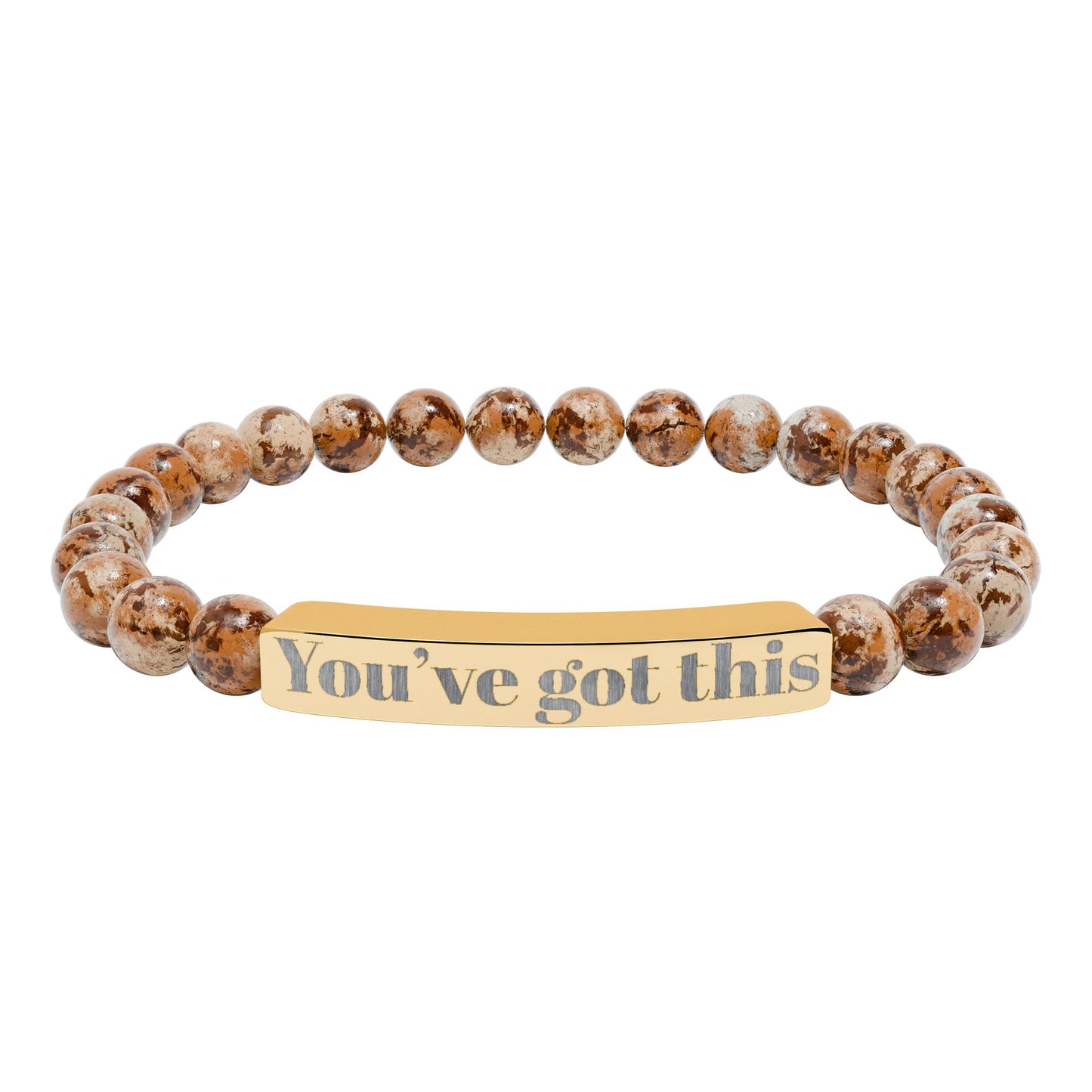 Engraved Natural Stone Stretch Bracelet — "You’ve Got This" Bar