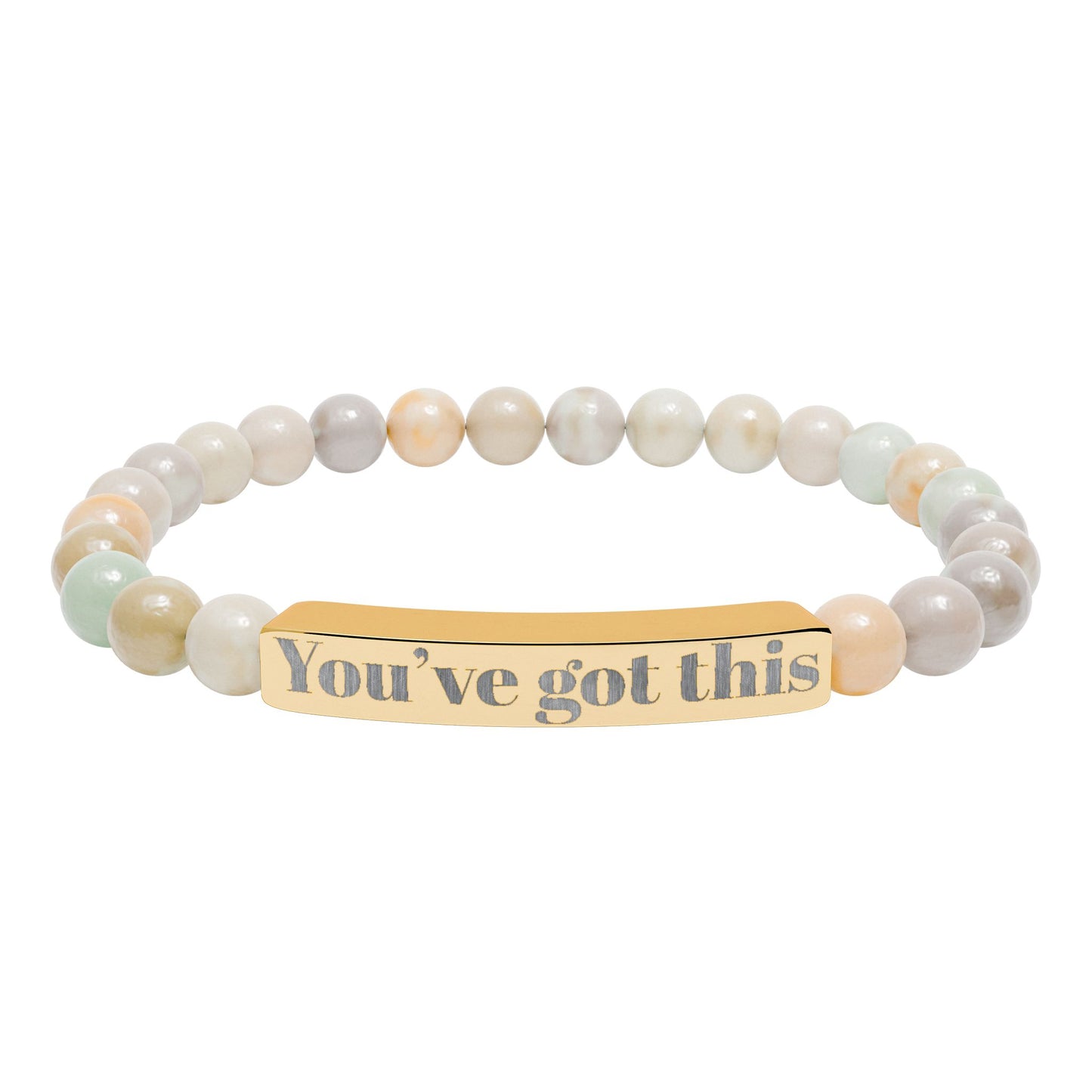 Engraved Natural Stone Stretch Bracelet — "You’ve Got This" Bar