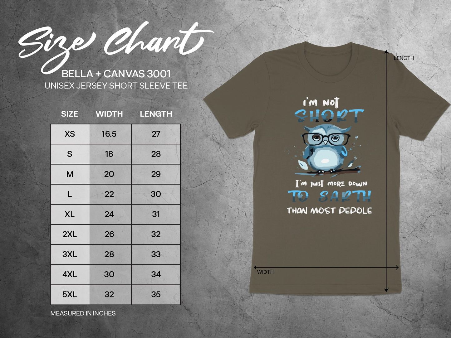 I'm Not Short Funny Owl T-Shirt for Unisex Adults