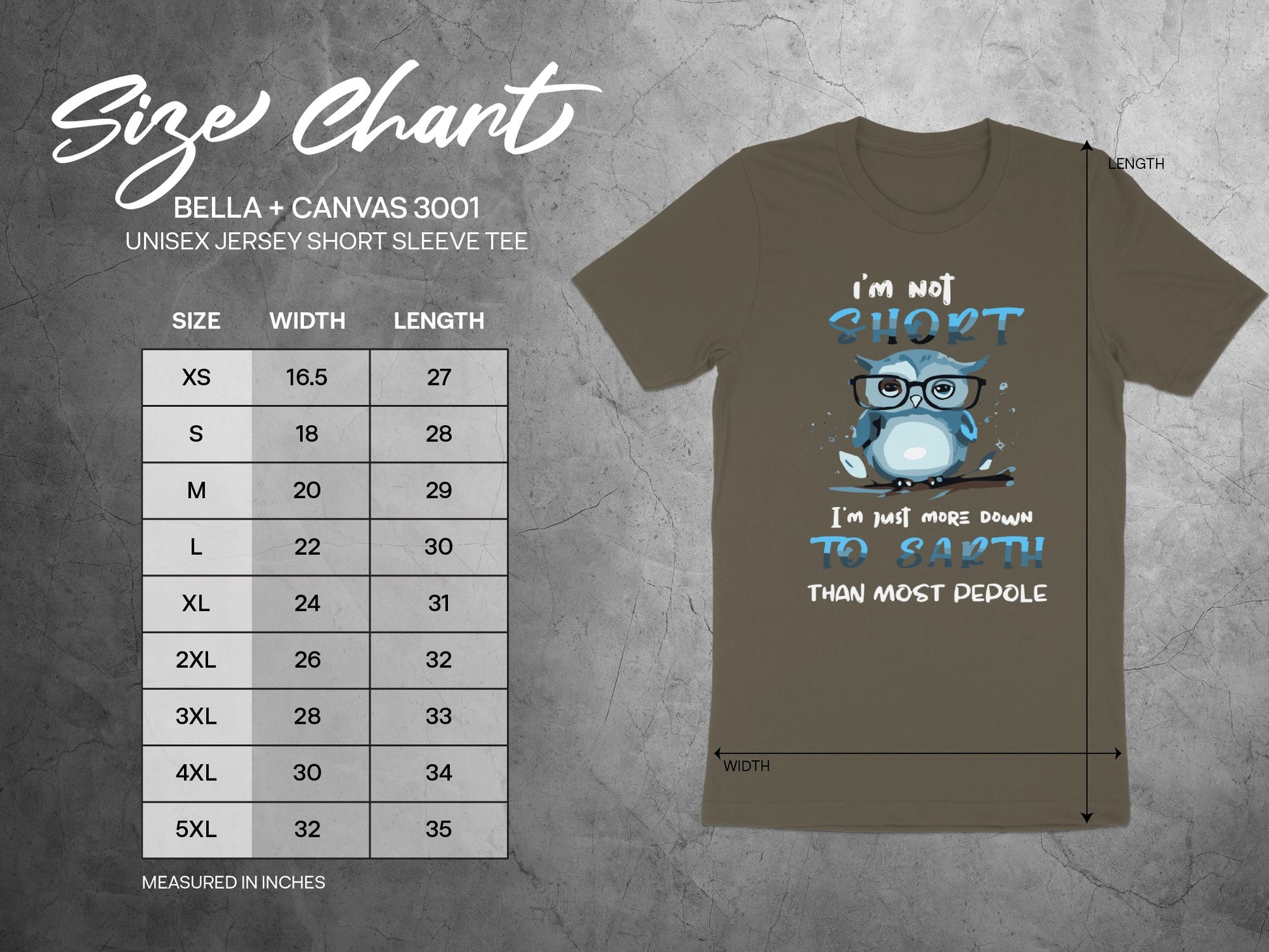 I'm Not Short Funny Owl T-Shirt for Unisex Adults