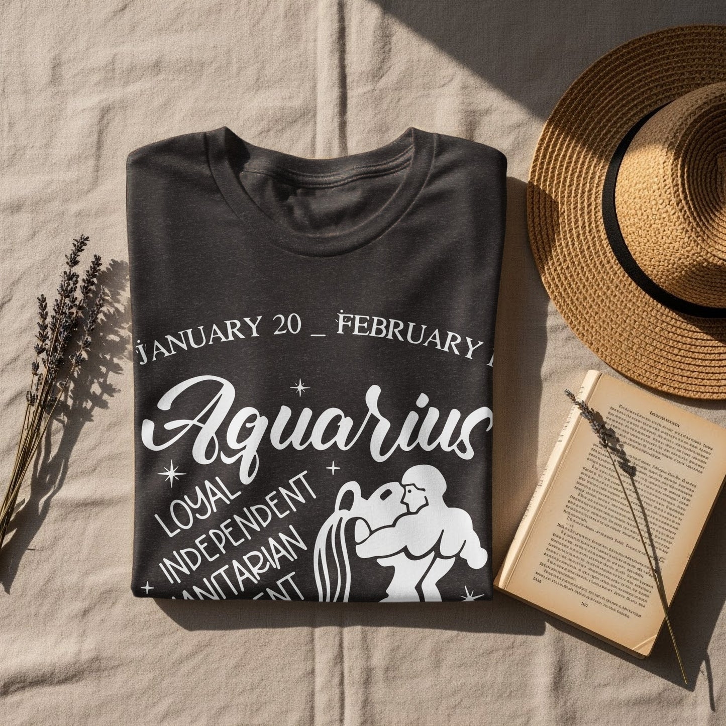 Aquarius Zodiac T-Shirt with Horoscope Design