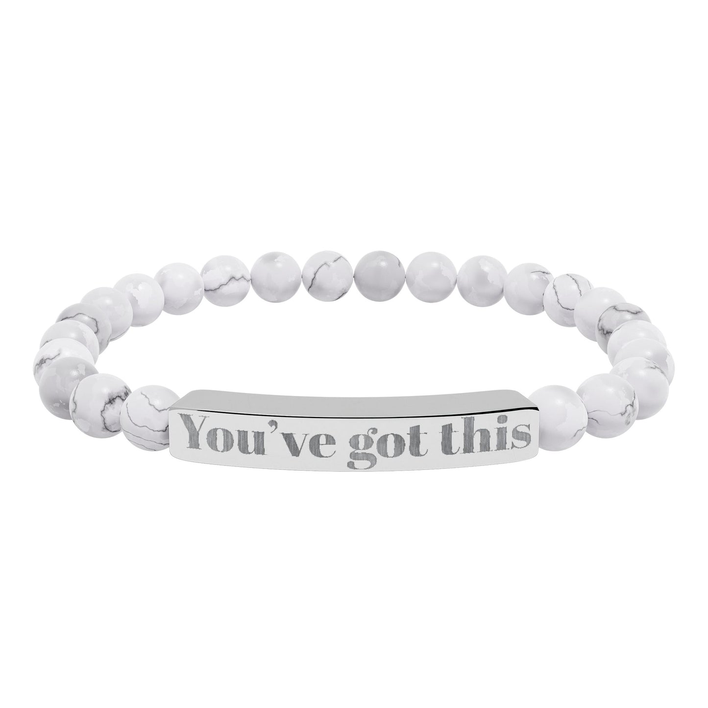 Engraved Natural Stone Stretch Bracelet — "You’ve Got This" Bar