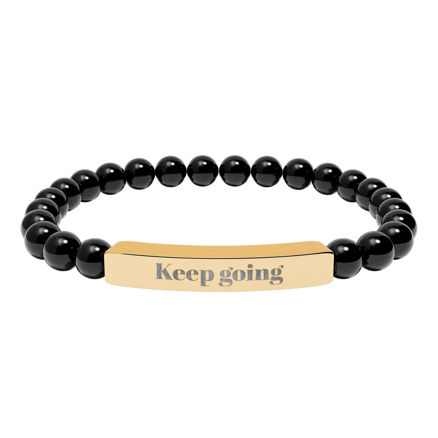 Engraved 'Keep Going' Natural Stone Stretch Bracelet