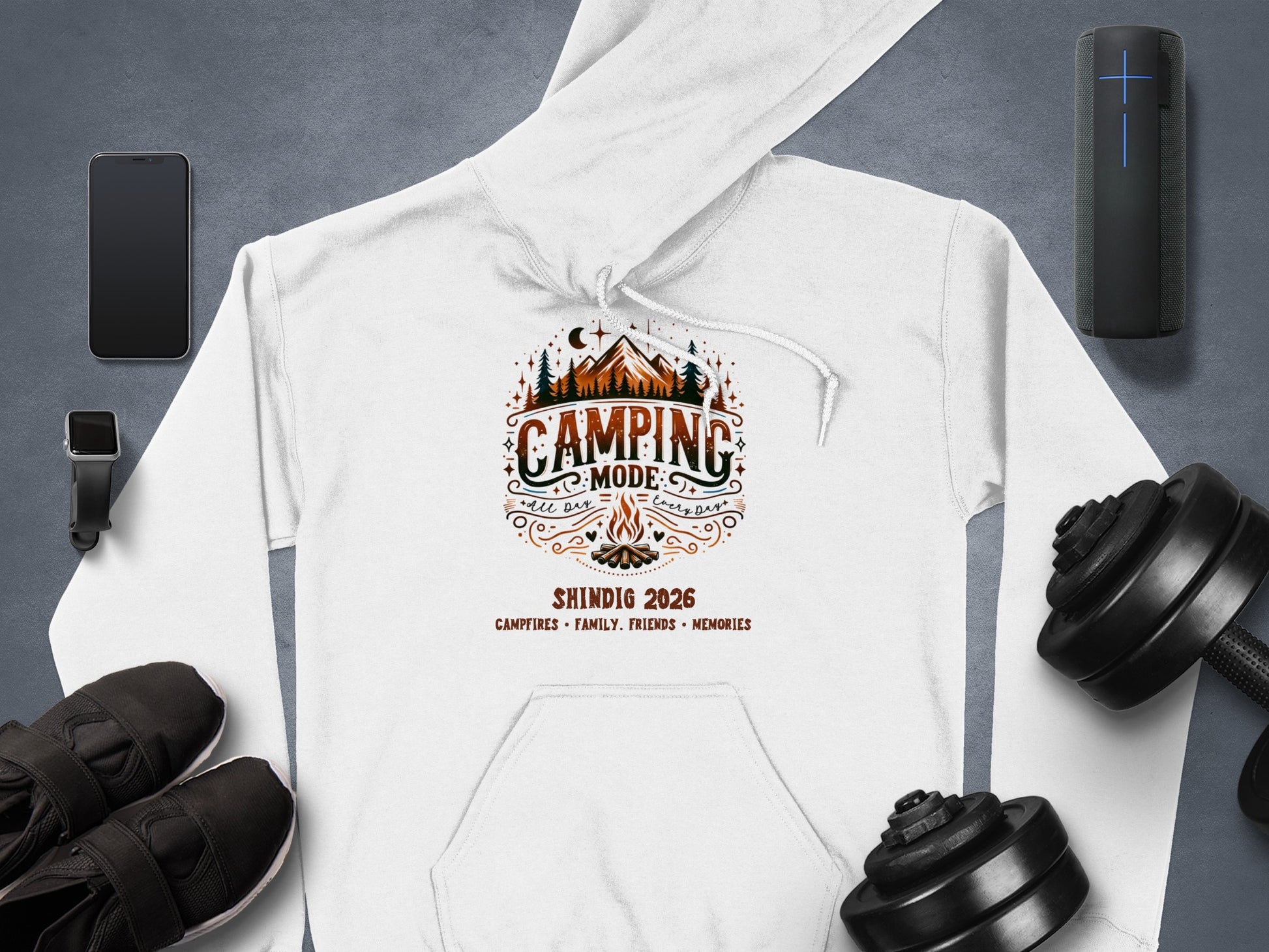 Camping Mode Shindig 2026 Hoodie Campfires Family Friends
