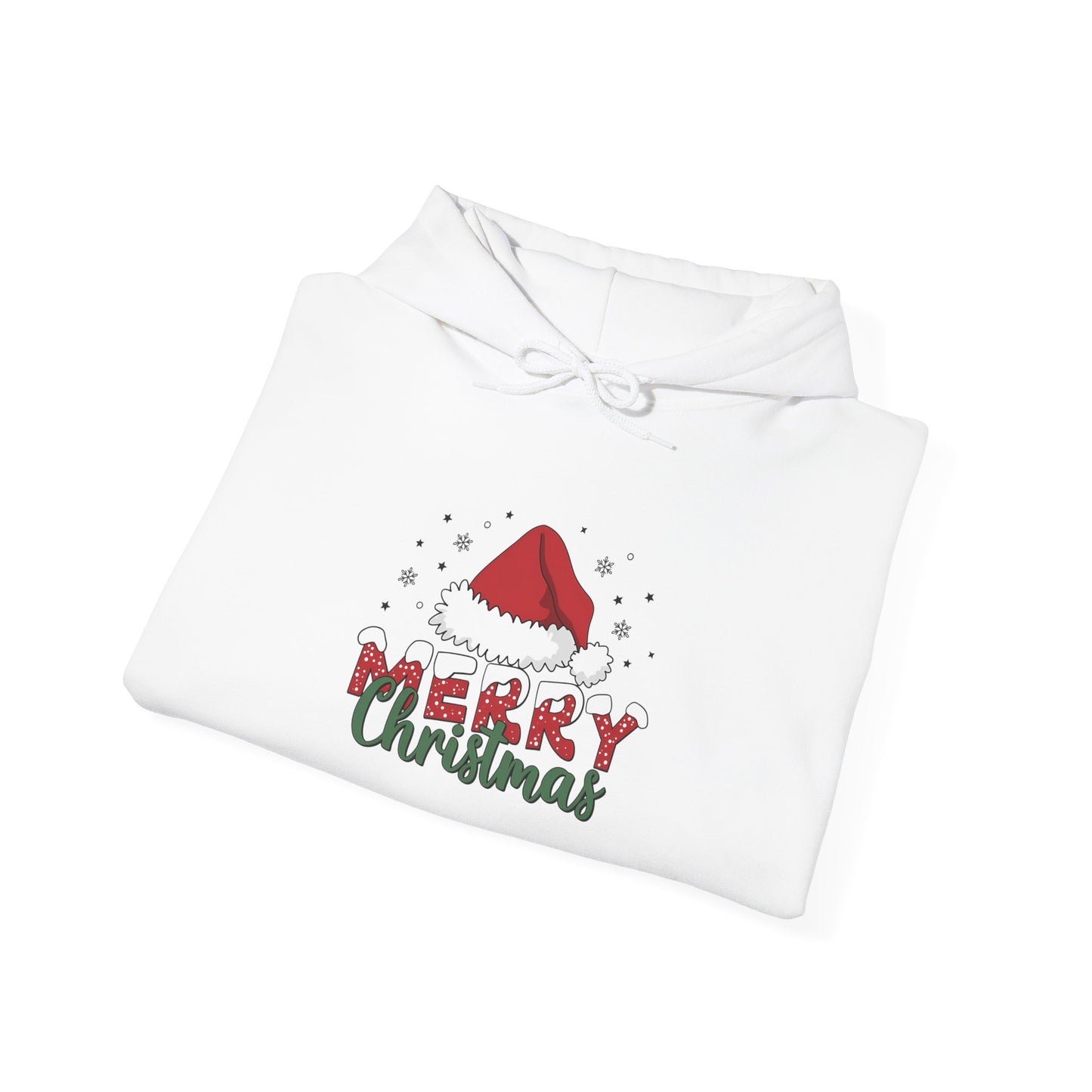 Embroidered Christmas Hoodie "Merry Christmas" Santa Hat Holiday Sweatshirt