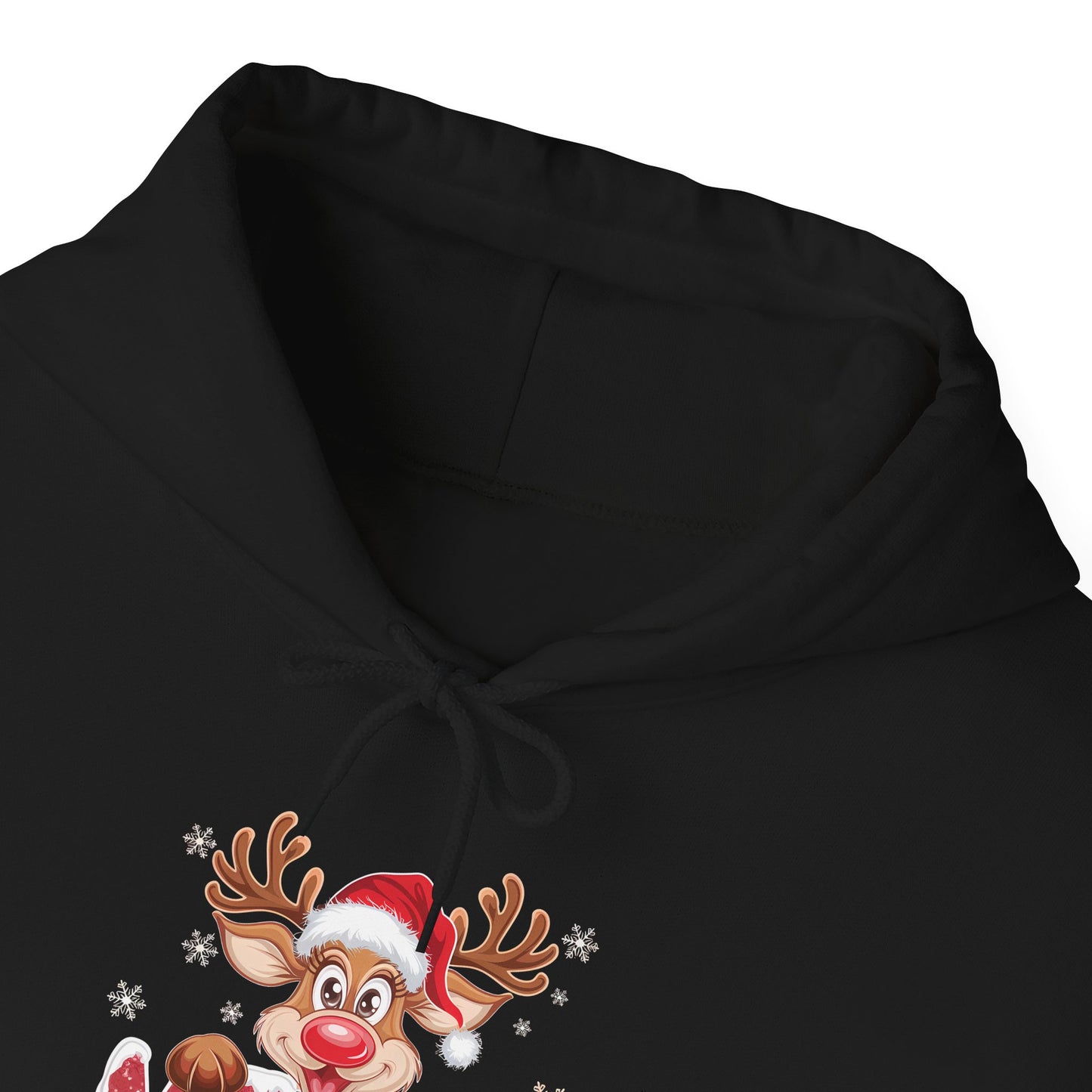 Embroidered Christmas Reindeer Hoodie – Merry Christmas Cute Holiday Sweatshirt