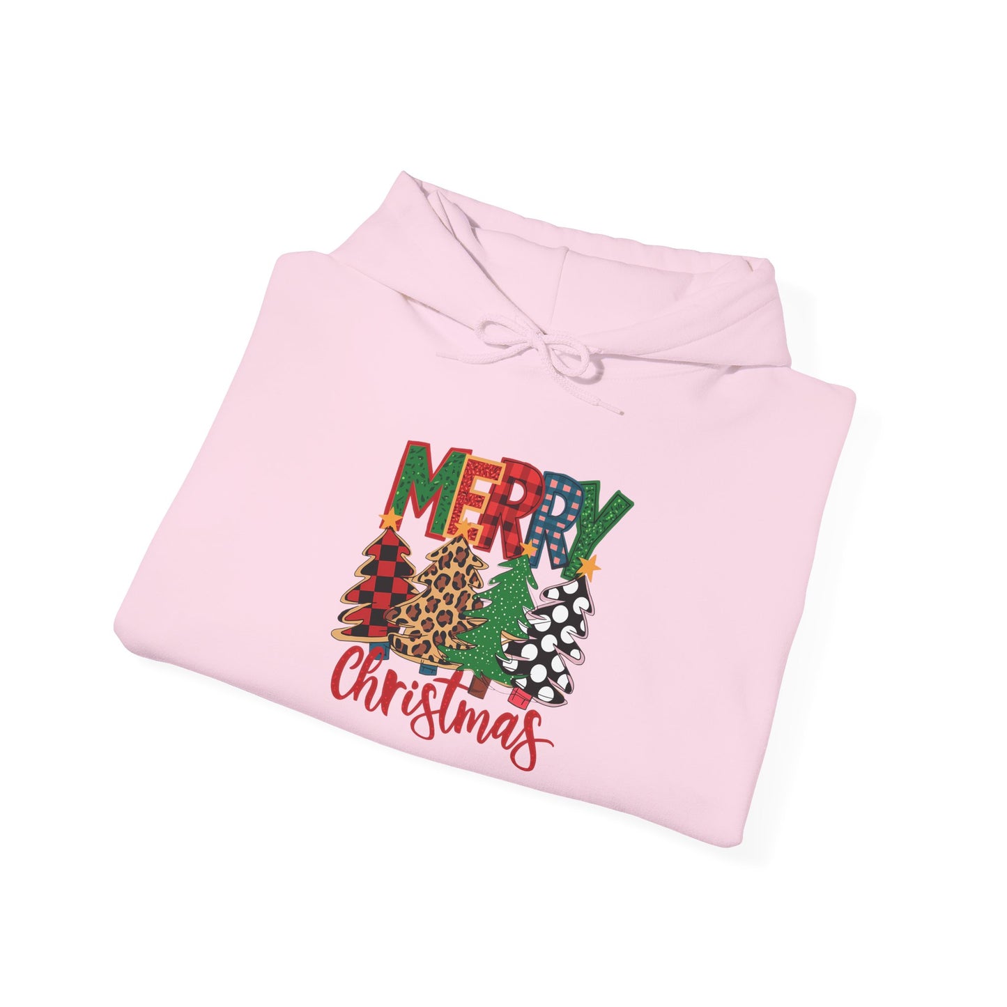 Embroidered Christmas Trees 'Merry Christmas' Hoodie - Holiday Plaid & Buffalo Check