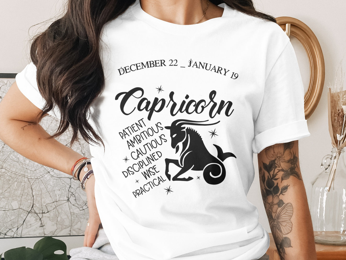 Capricorn Zodiac Sign Attributes White T-shirt